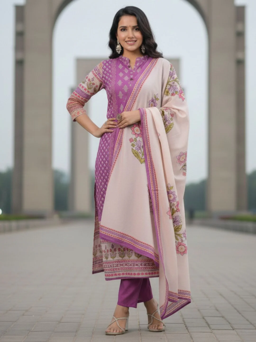 Shanti Orchid Printed Suit Set - Image 6