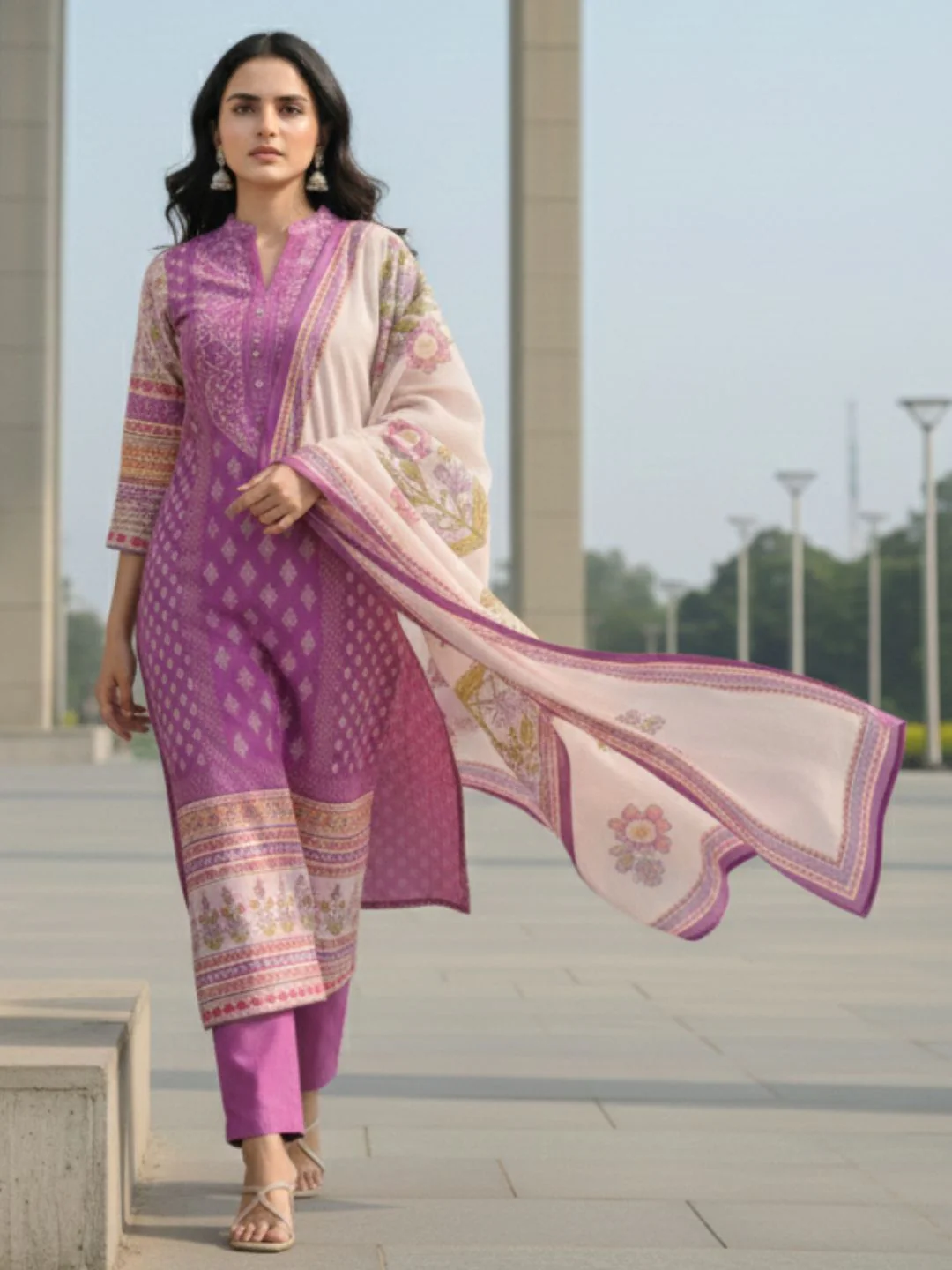 Shanti Orchid Printed Suit Set - Image 8