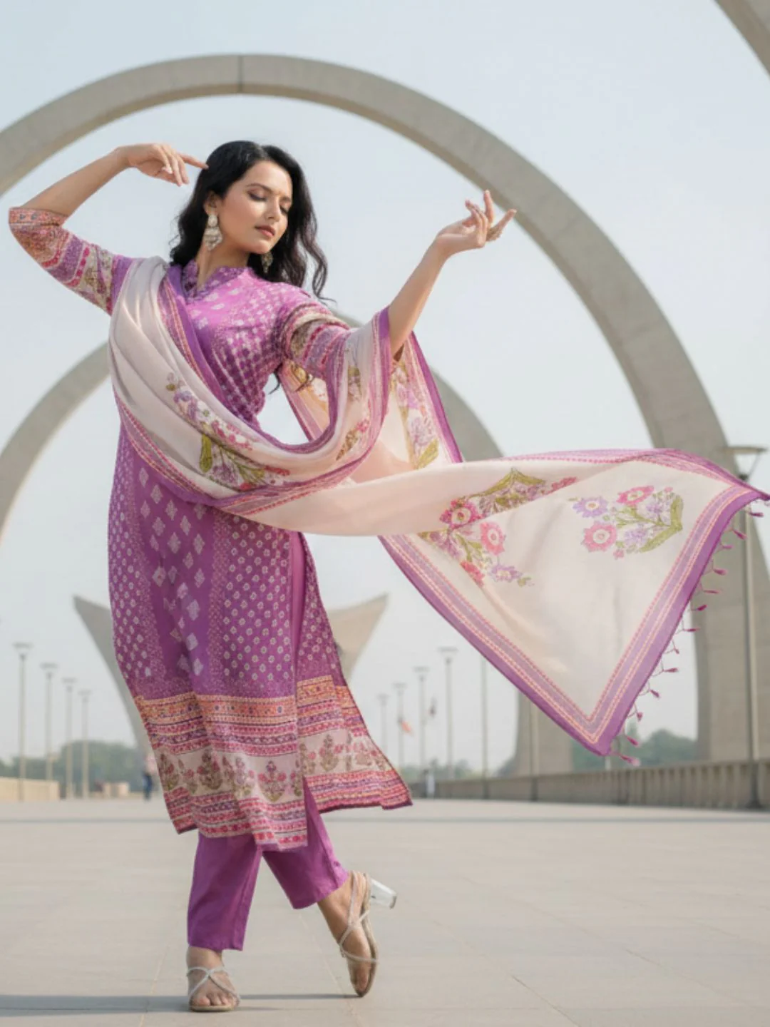 Shanti Orchid Printed Suit Set - Image 9