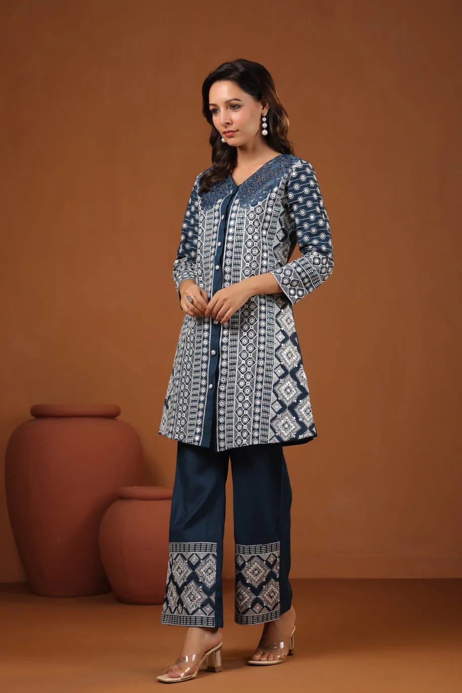 Sanmati Mirage embroidery cotton co-ord set - Image 3