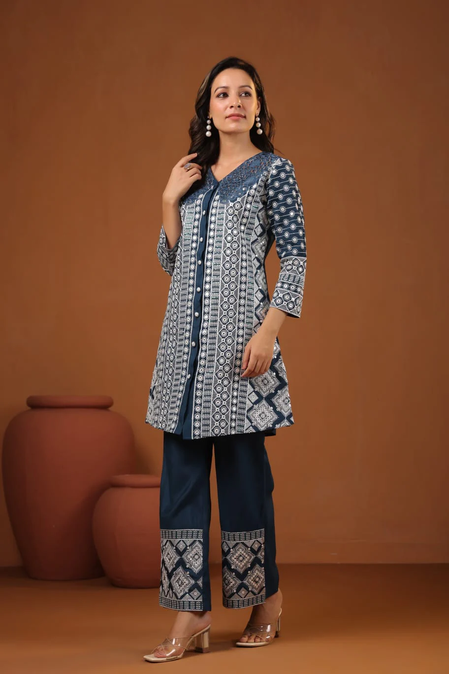 Sanmati Mirage embroidery cotton co-ord set - Image 5