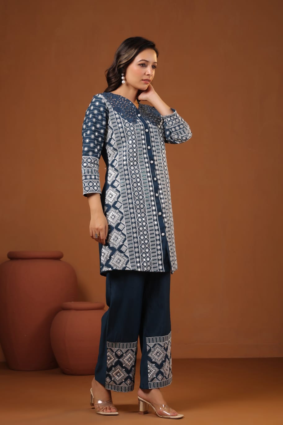 Sanmati Mirage embroidery cotton co-ord set - Image 6