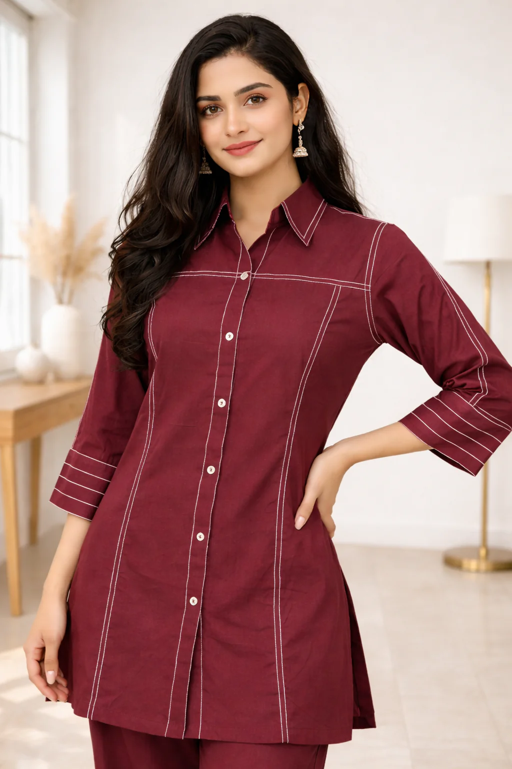 Akshara Merlot Cotton Co-ord Set - Image 2