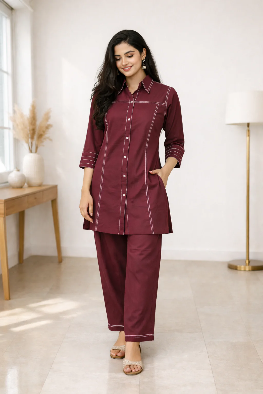 Akshara Merlot Cotton Co-ord Set - Image 5