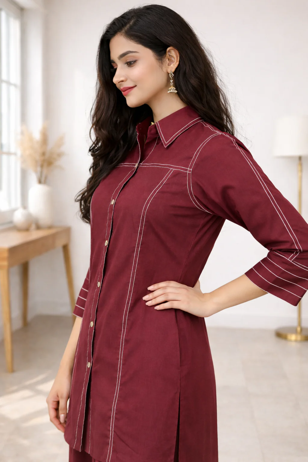 Akshara Merlot Cotton Co-ord Set - Image 6