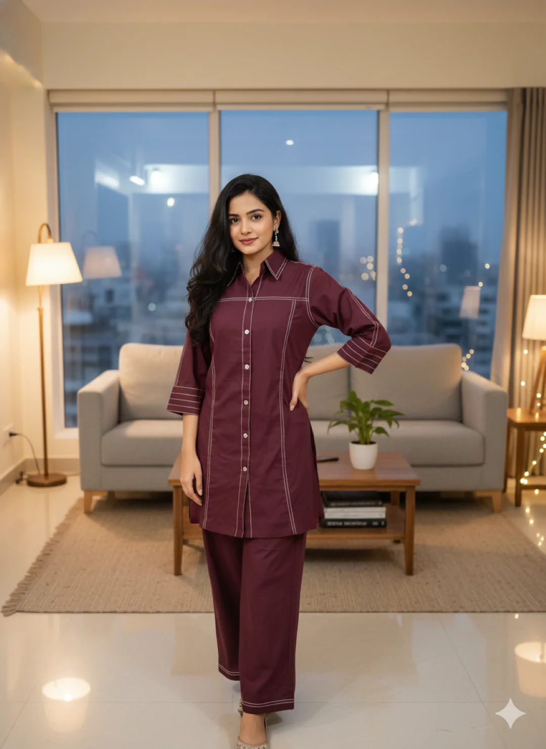 Akshara Merlot Cotton Co-ord Set - Image 7