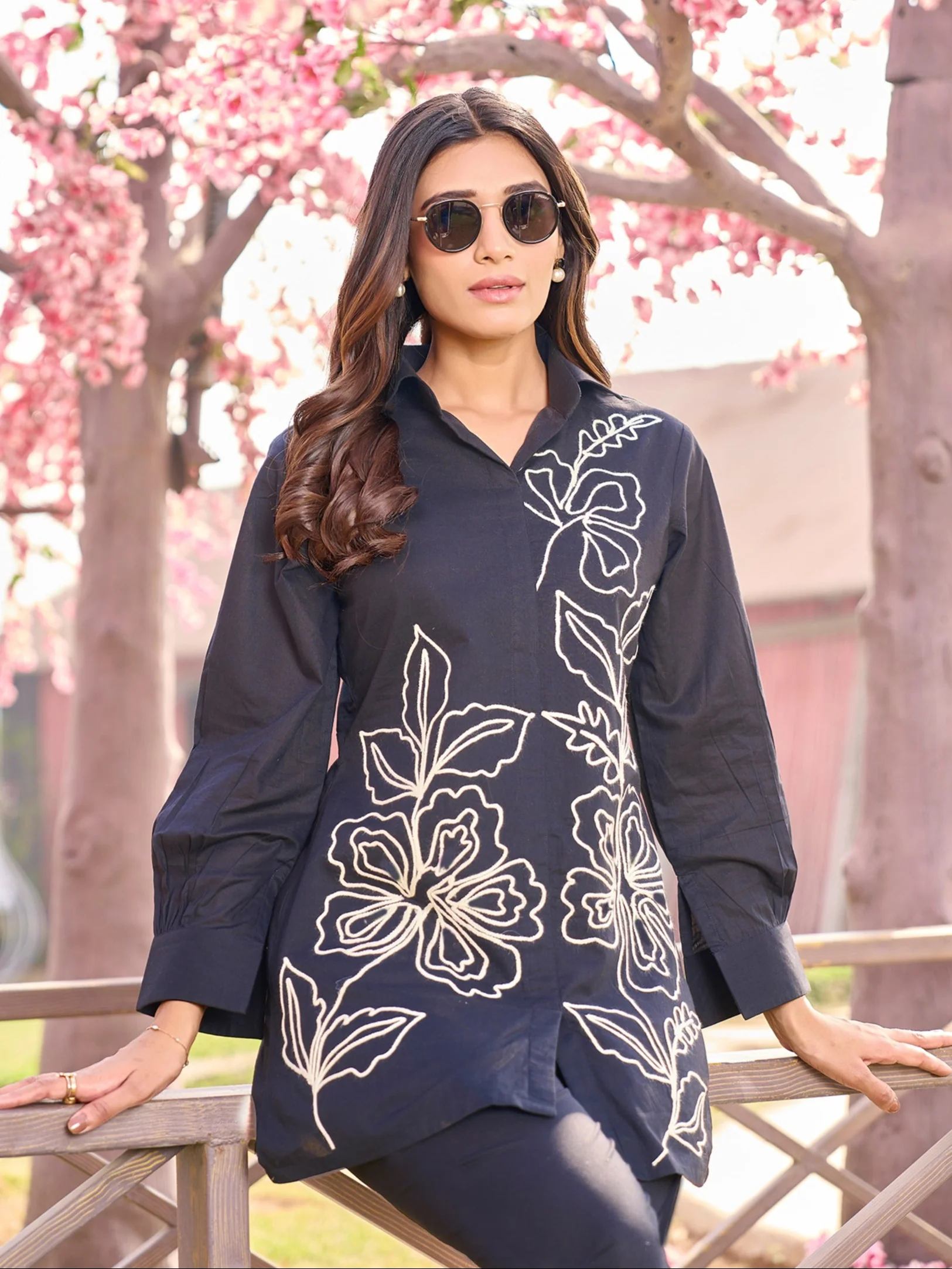 Iyana Onyx Cotton Embroidery Co-ord Set - Image 2