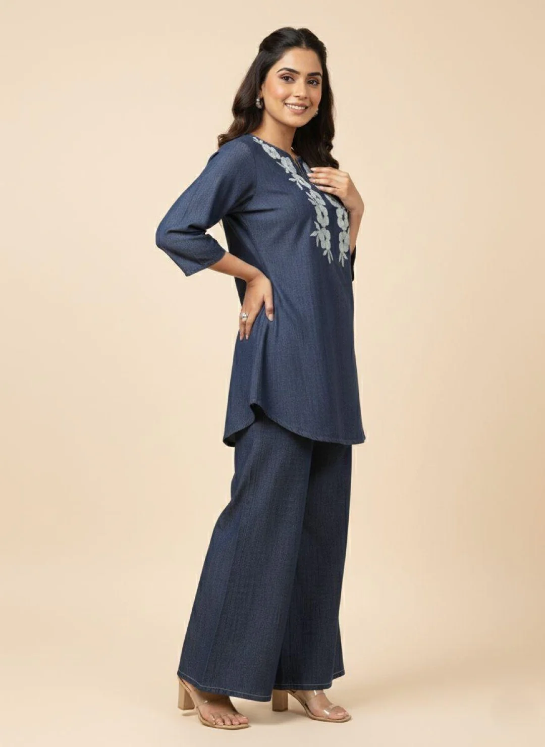 Prisha royal embroidery denim co-ord set - Image 4