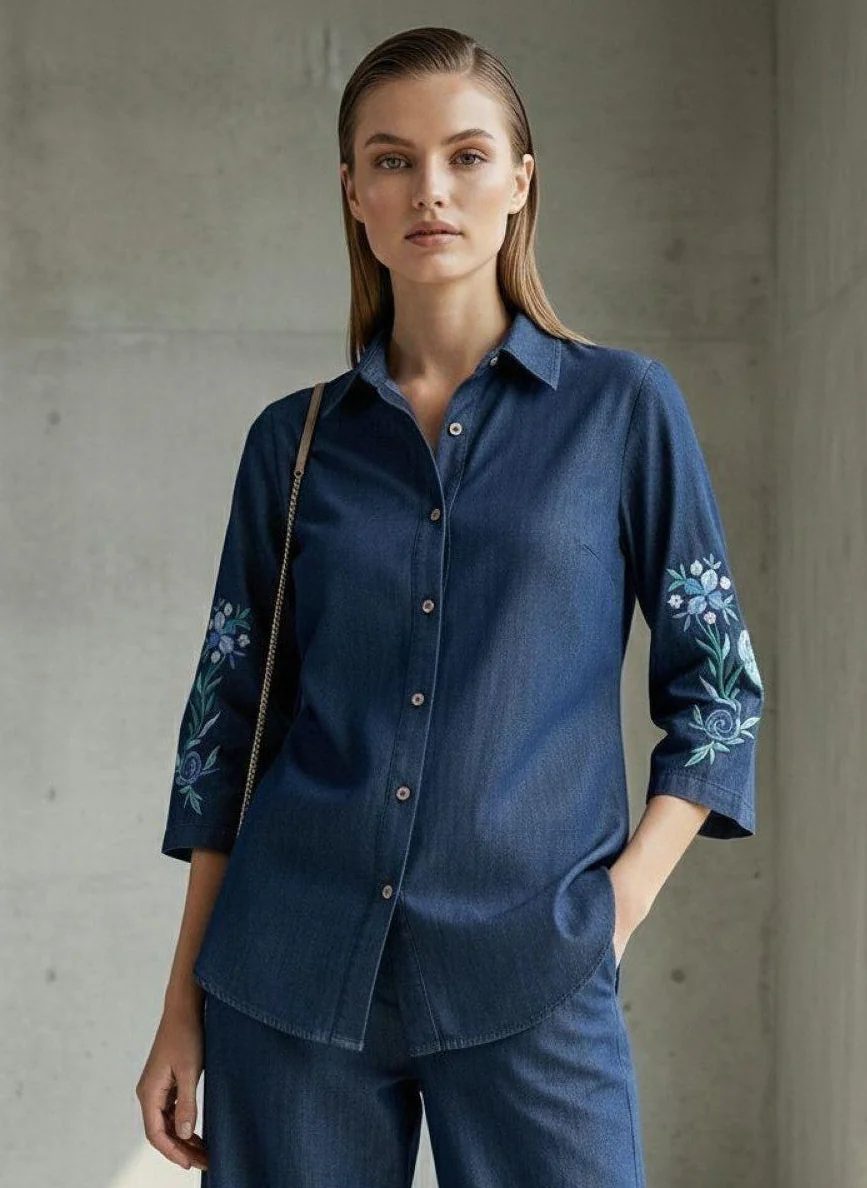 Prisha indi embroidery denim co-ord set - Image 2