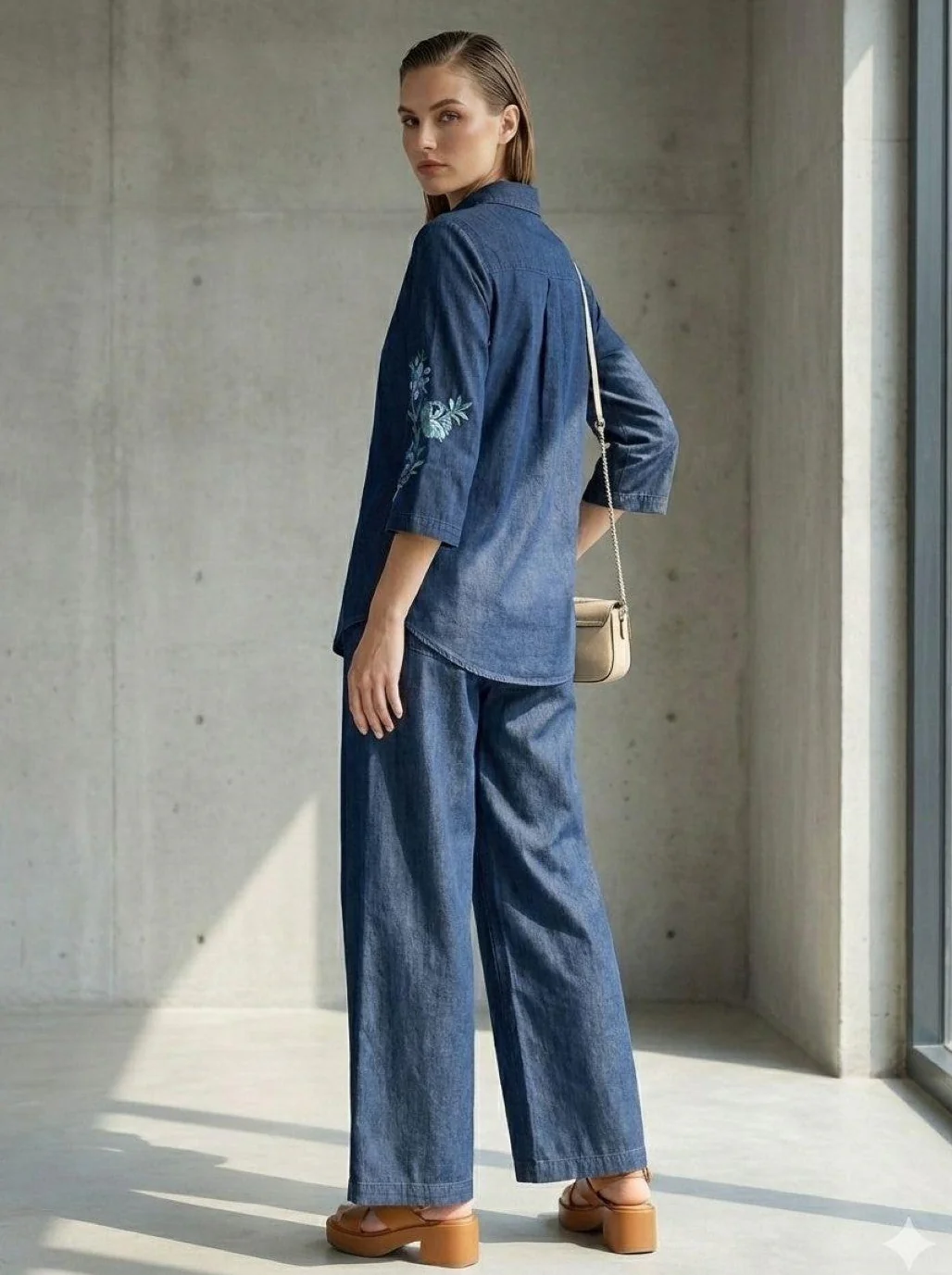 Prisha indi embroidery denim co-ord set - Image 3