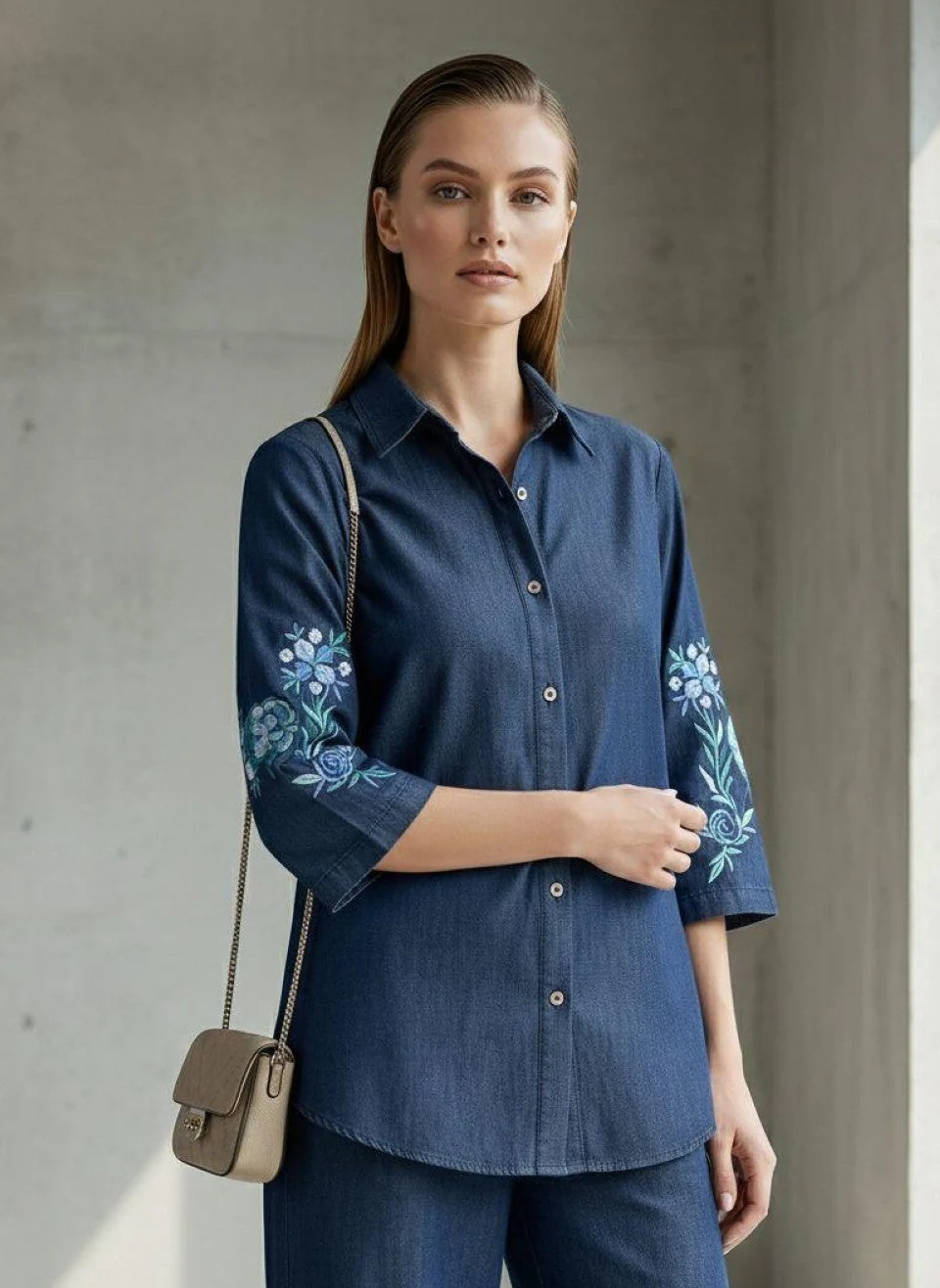Prisha indi embroidery denim co-ord set - Image 4