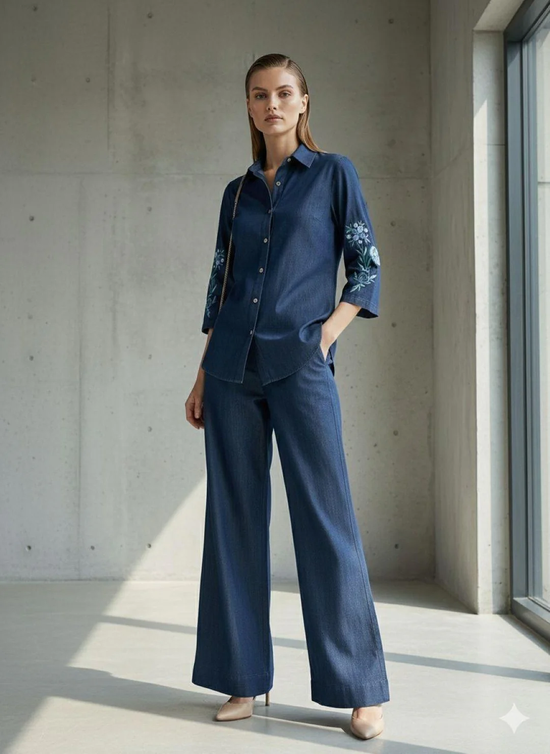 Prisha indi embroidery denim co-ord set - Image 5