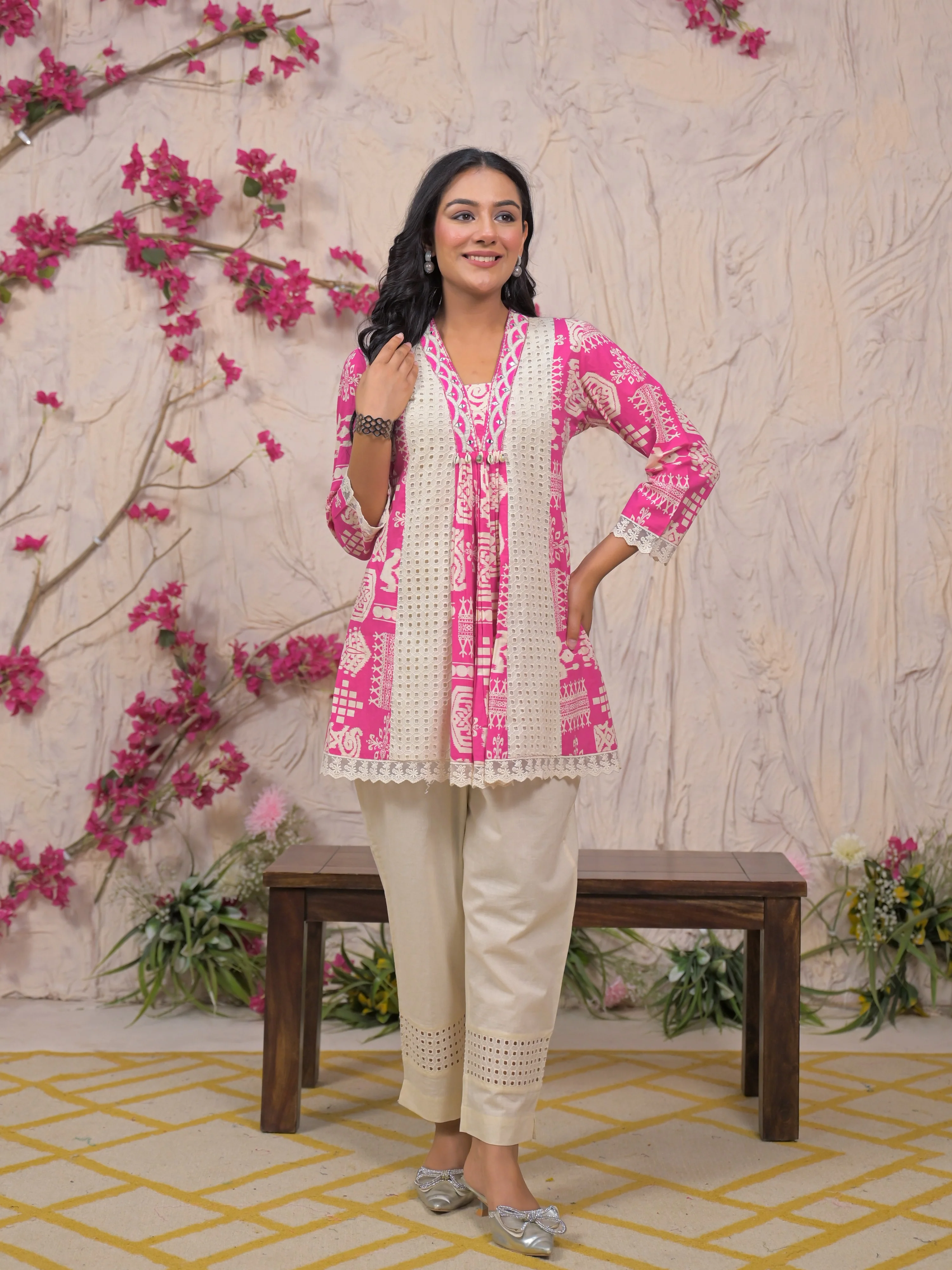 Bali Softpink Schiffli Cotton Co-ord Set - Image 4