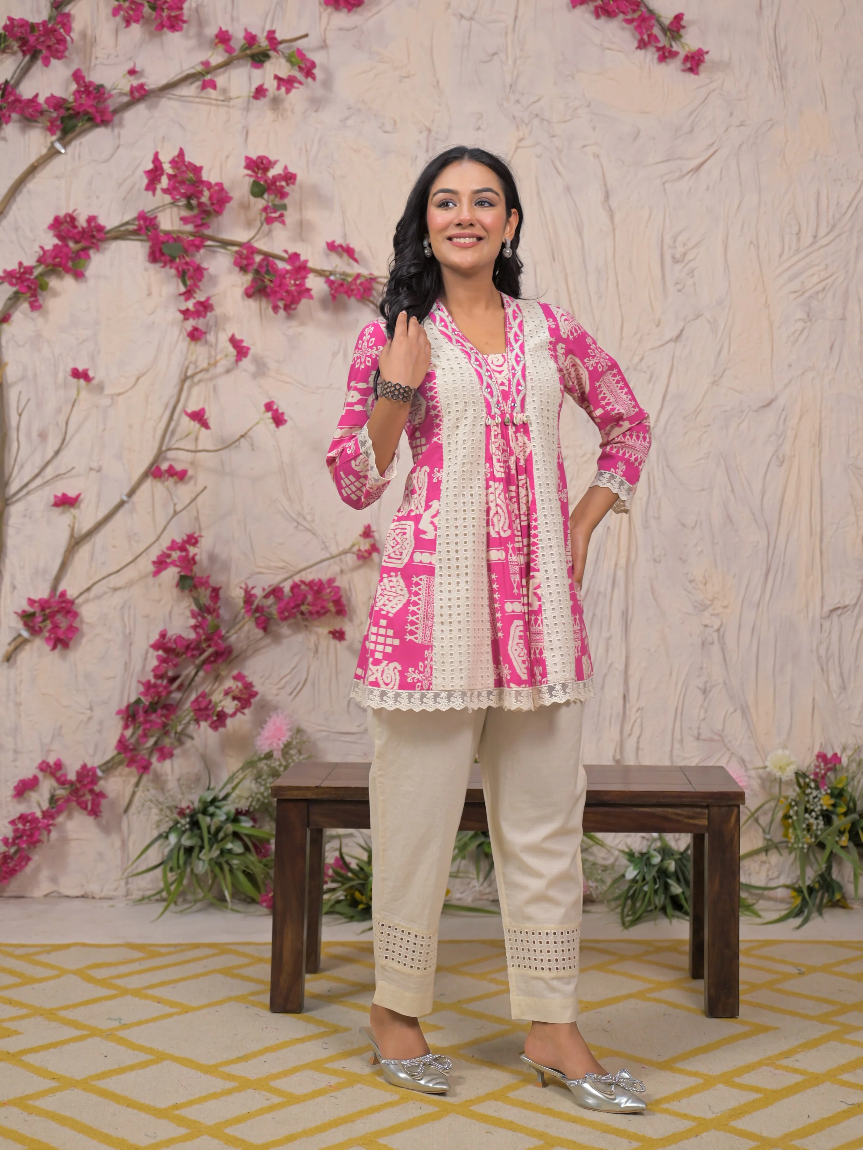 Bali Softpink Schiffli Cotton Co-ord Set - Image 5