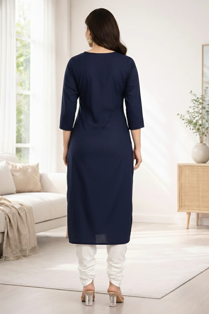 Sarvari Navy Embroidered Kurti - Image 3