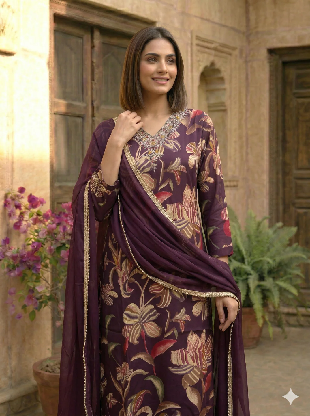 Reet Mulberry Printed Suit Set - Image 2