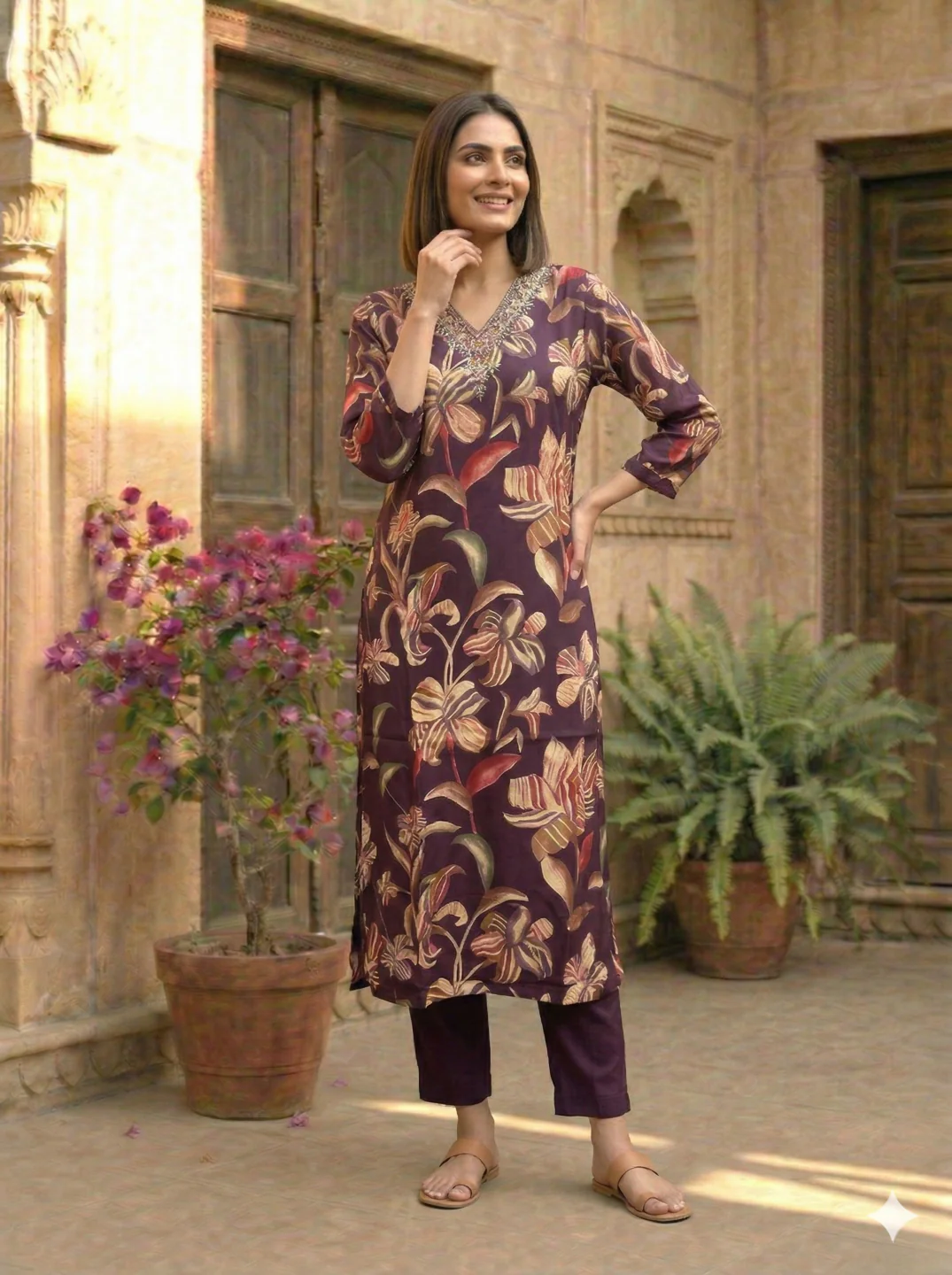 Reet Mulberry Printed Suit Set - Image 3