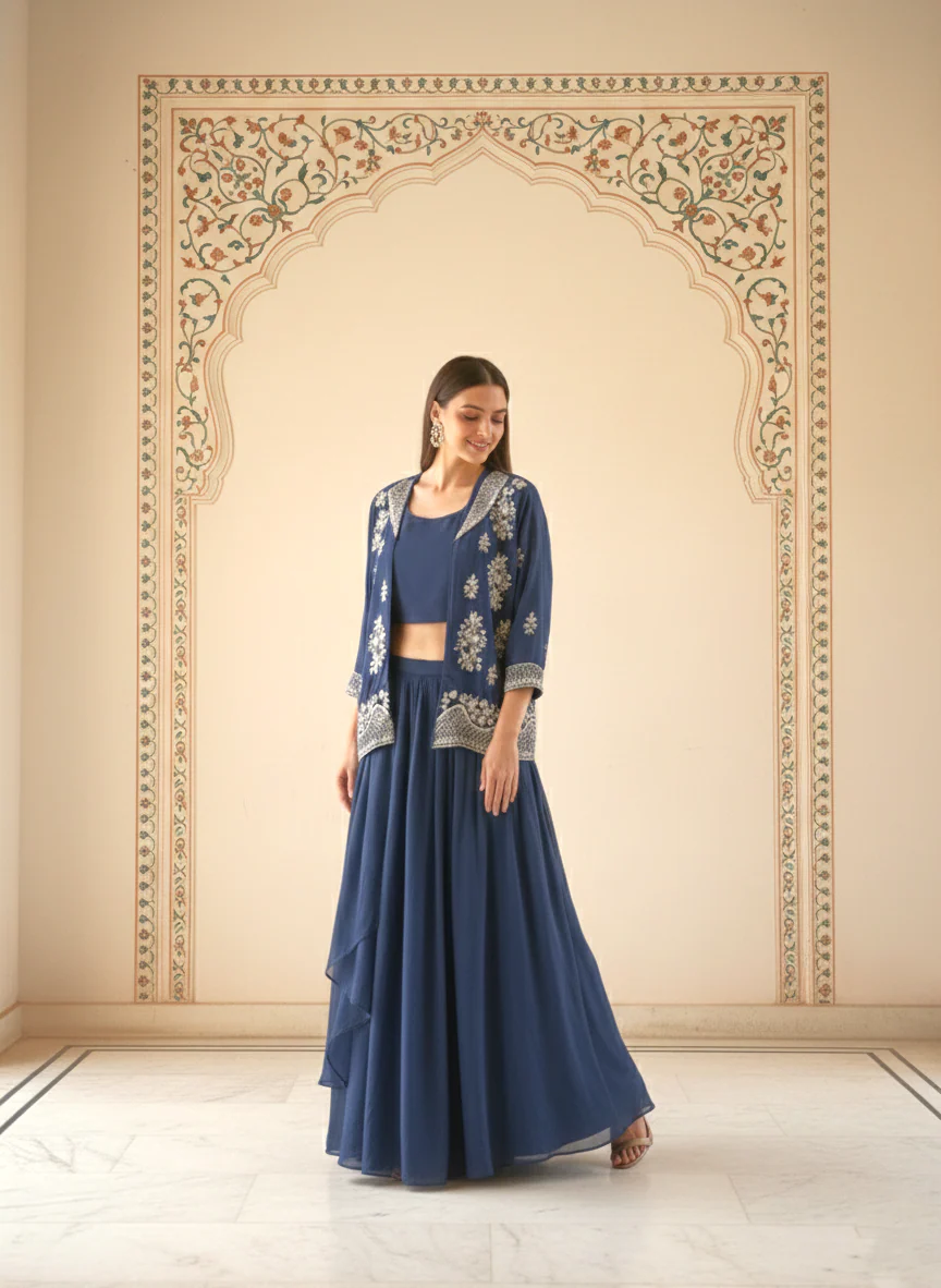 Rasā Midnight Handwork Luxury Fusion Wear Set - Image 4