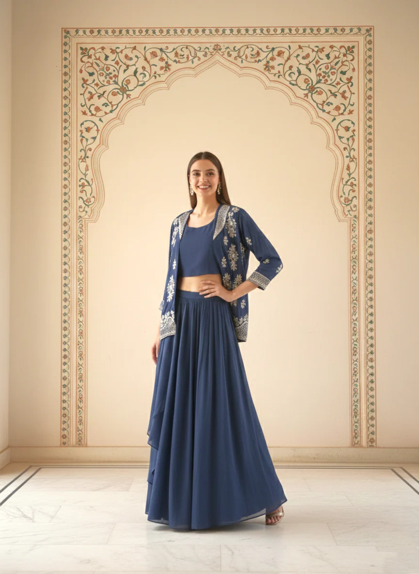 Rasā Midnight Handwork Luxury Fusion Wear Set - Image 5