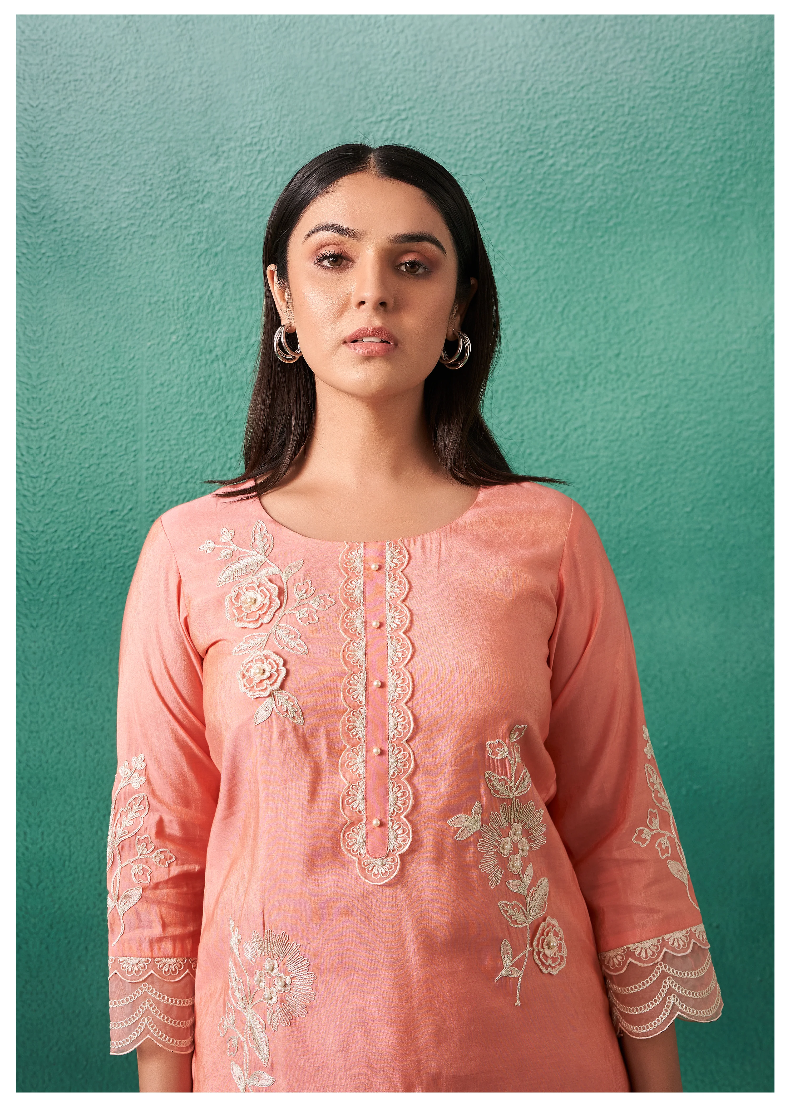 Nadira Salmon Embroidered Lawn Suit Set - Image 2