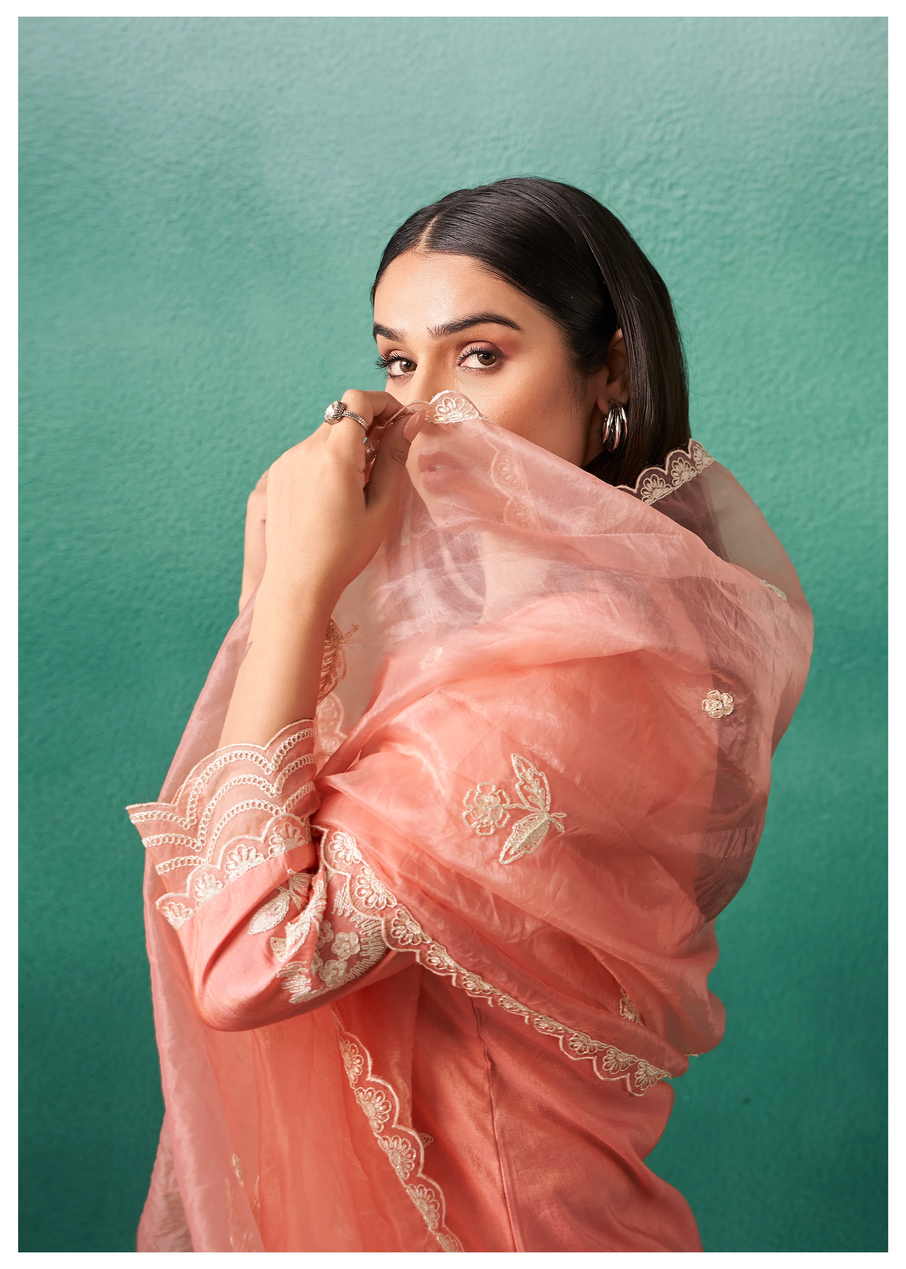 Nadira Salmon Embroidered Lawn Suit Set - Image 3