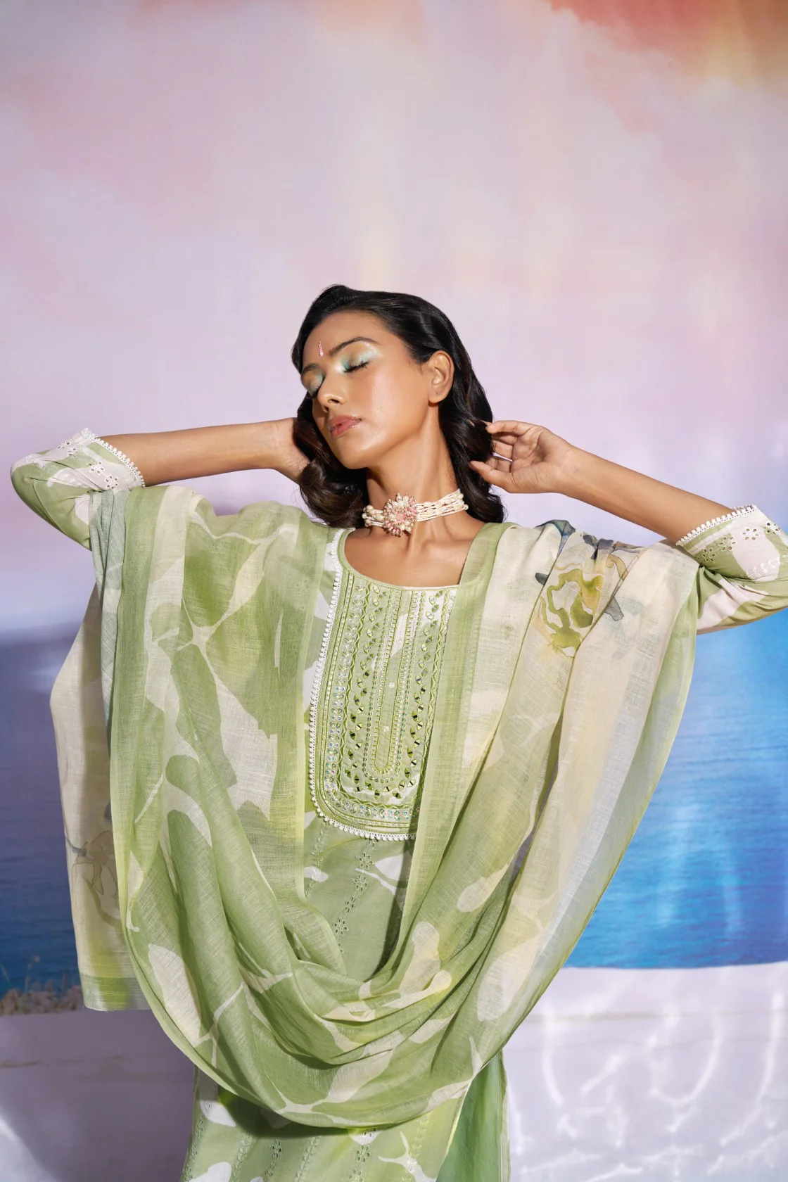 Jaideep Fern Cotton Suit Set - Image 4