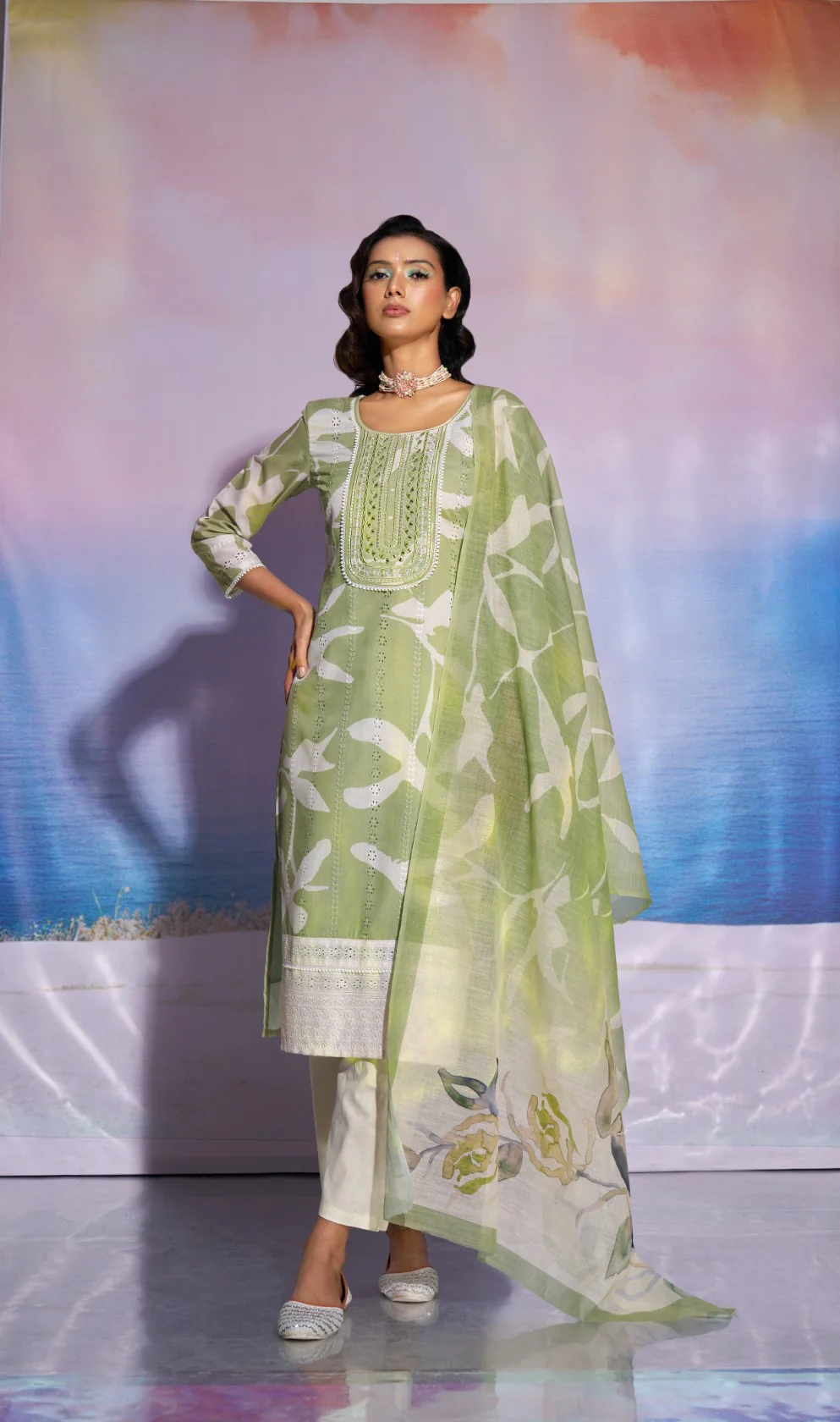 Jaideep Fern Cotton Suit Set - Image 6