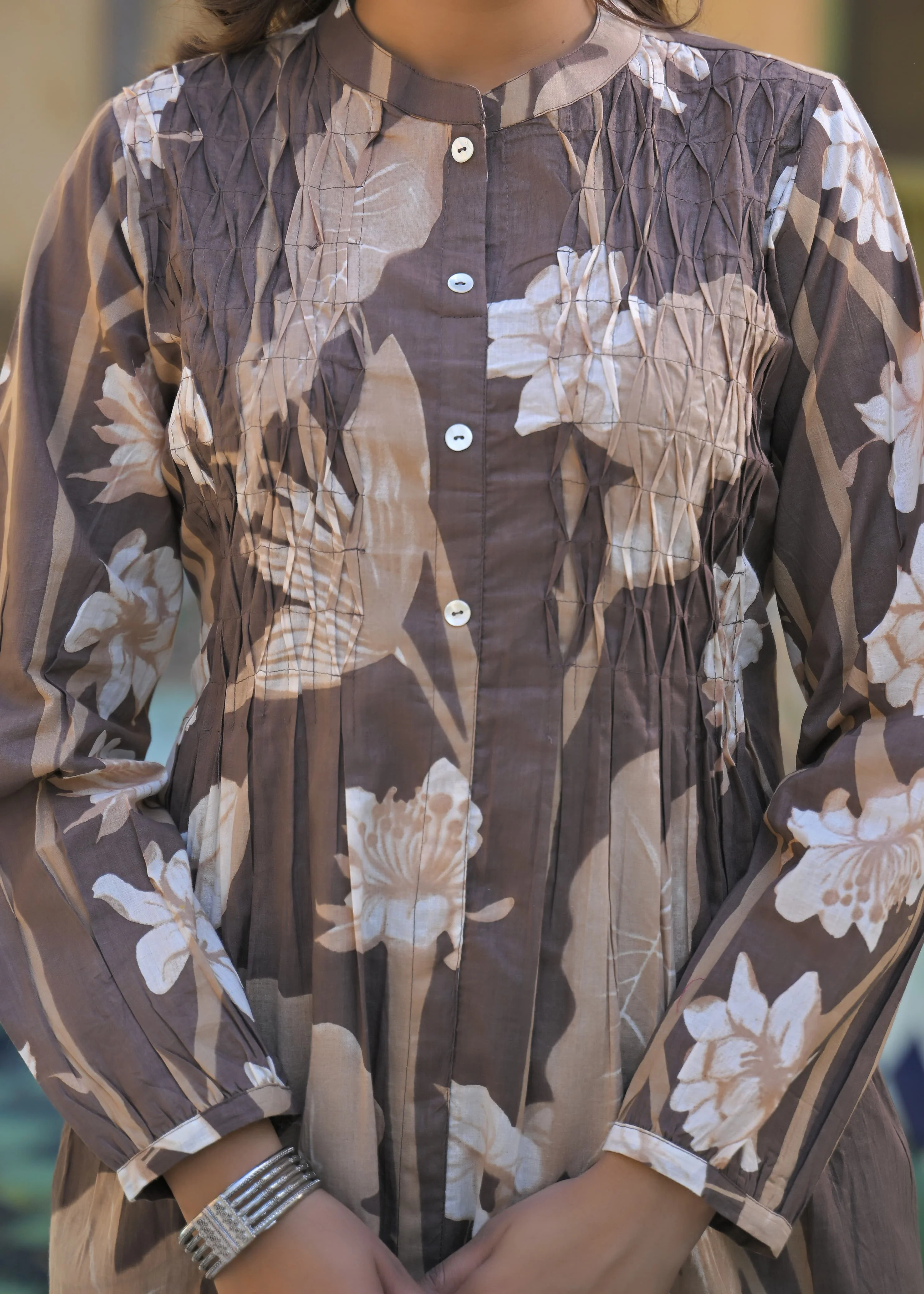 Yutika Caramel Cotton Kurta Pant Set - Image 5