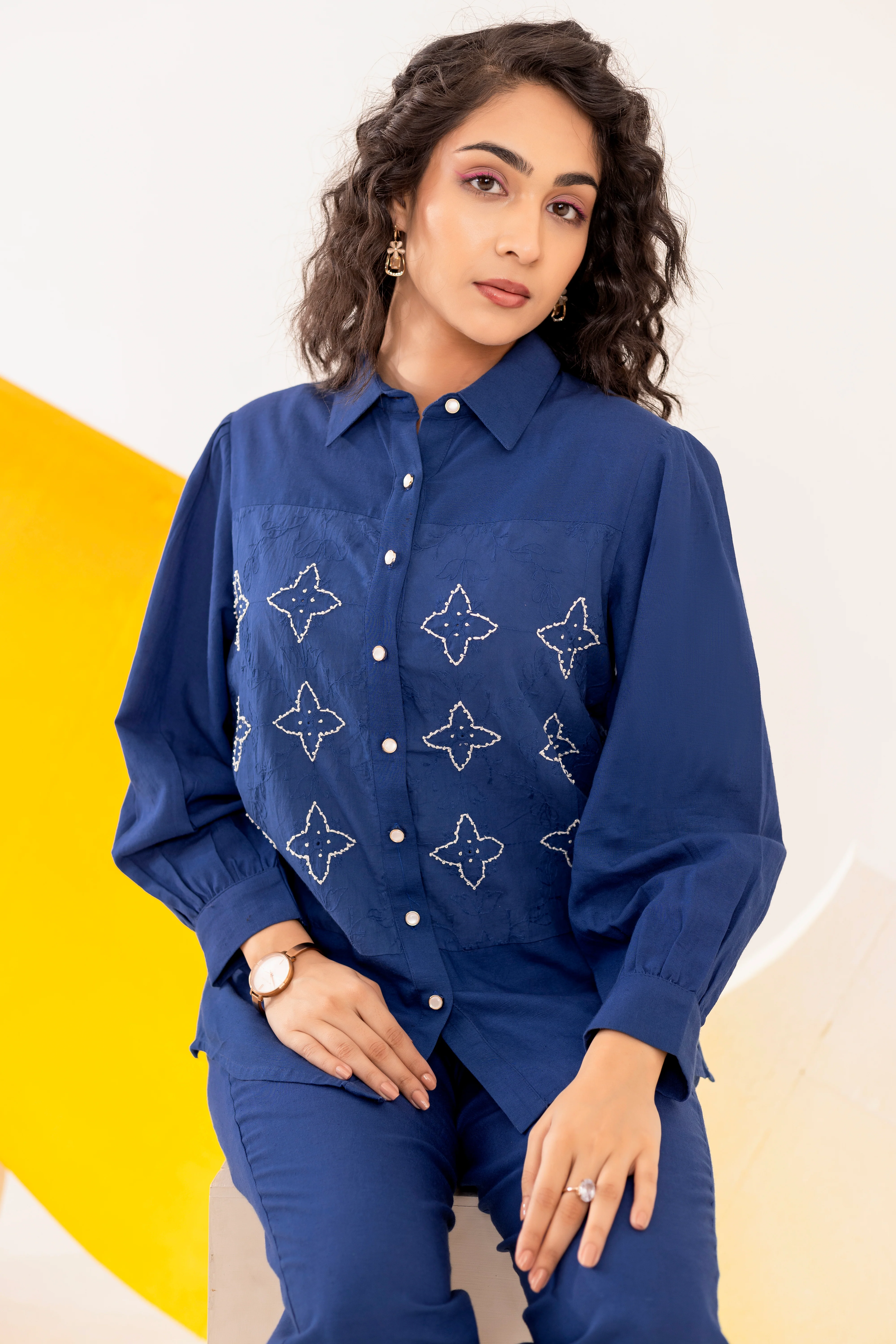 Purna Hibis Embroidery Cotton Co-ord Set - Image 2