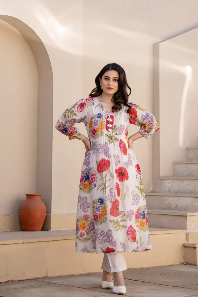 Tiara Chroma Cotton Kurta Pant Set - Image 6