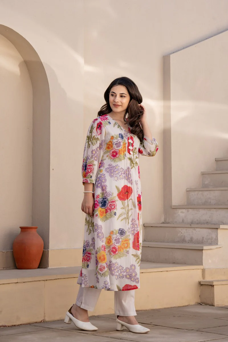 Tiara Chroma Cotton Kurta Pant Set - Image 7