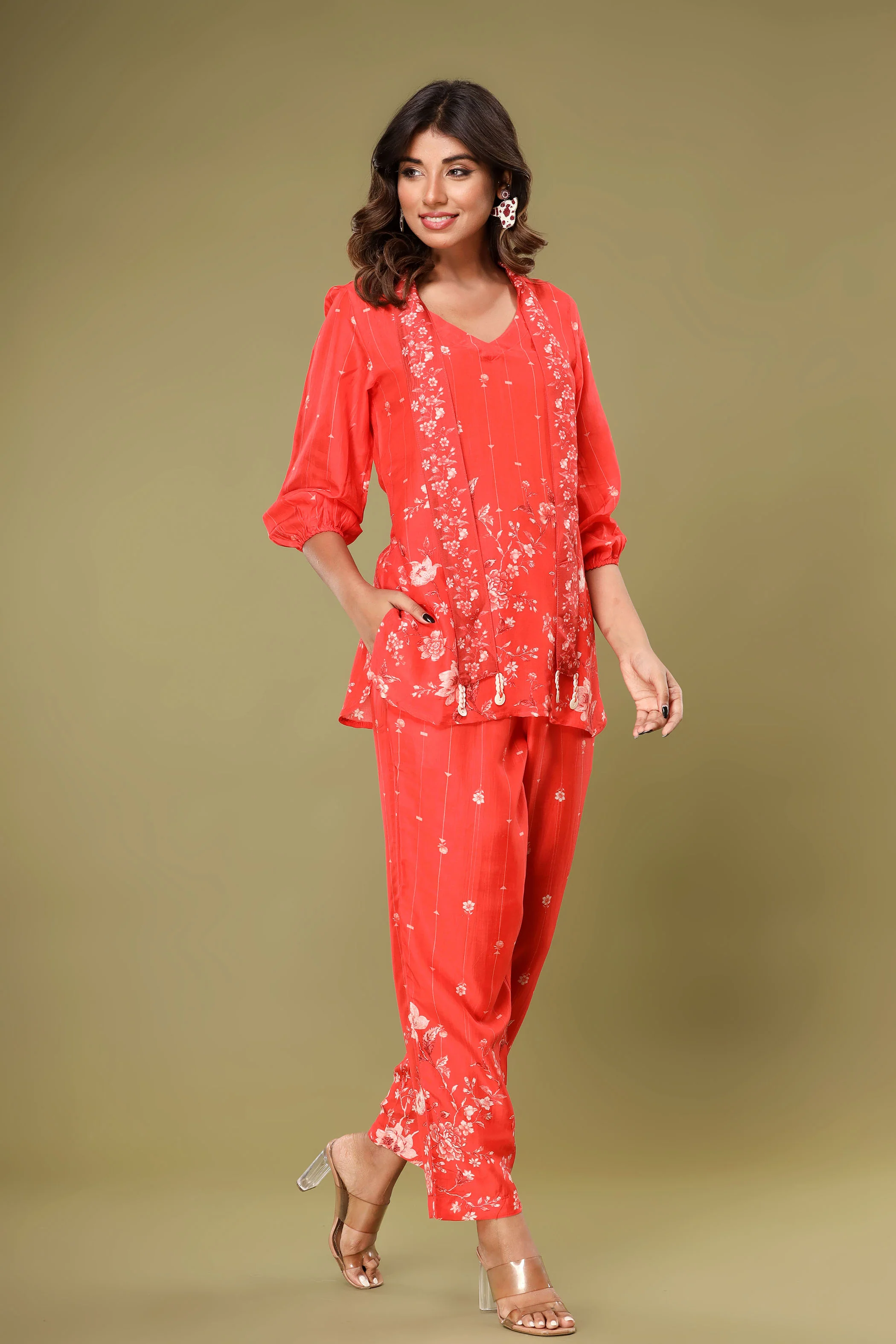 Roshni Crimson Muslin Co-ord Set - Image 5