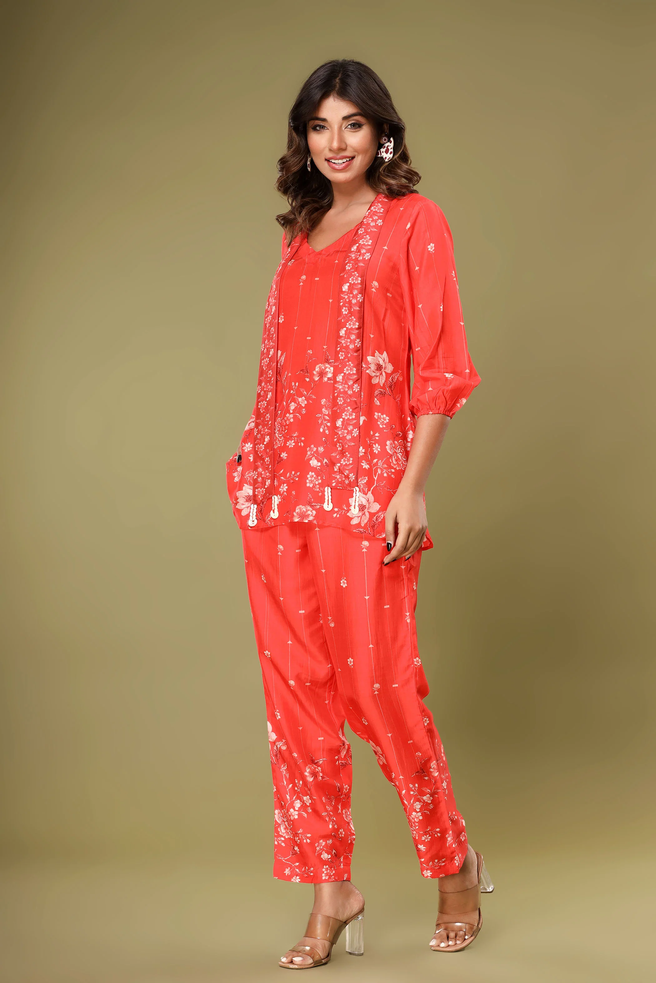 Roshni Crimson Muslin Co-ord Set - Image 6