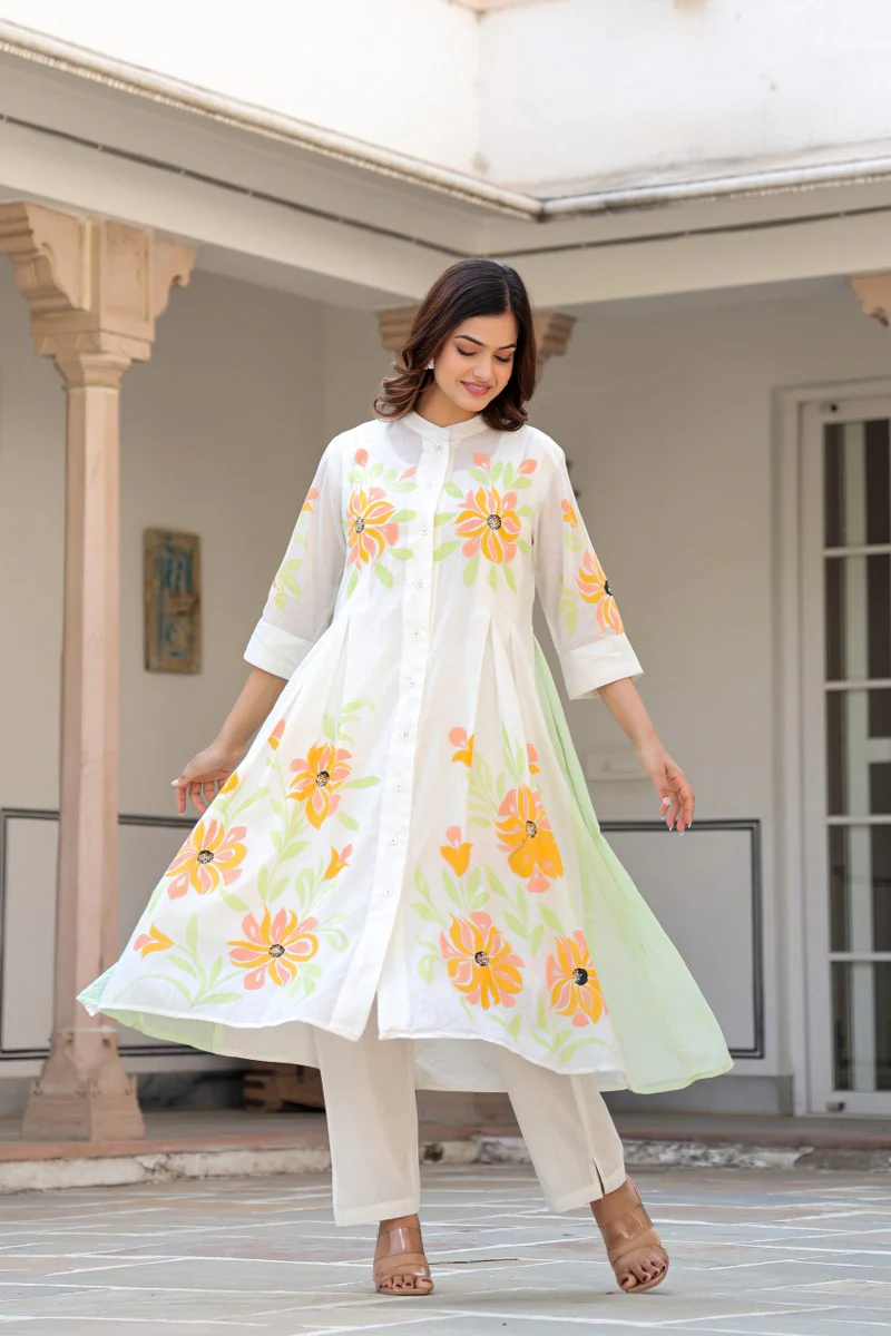 Tiara sunflower cotton kurta pant set - Image 4