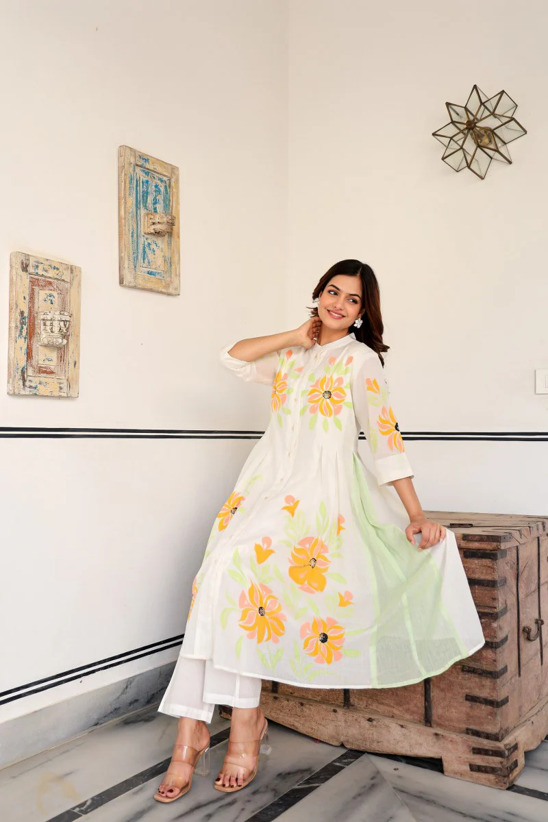 Tiara sunflower cotton kurta pant set - Image 7