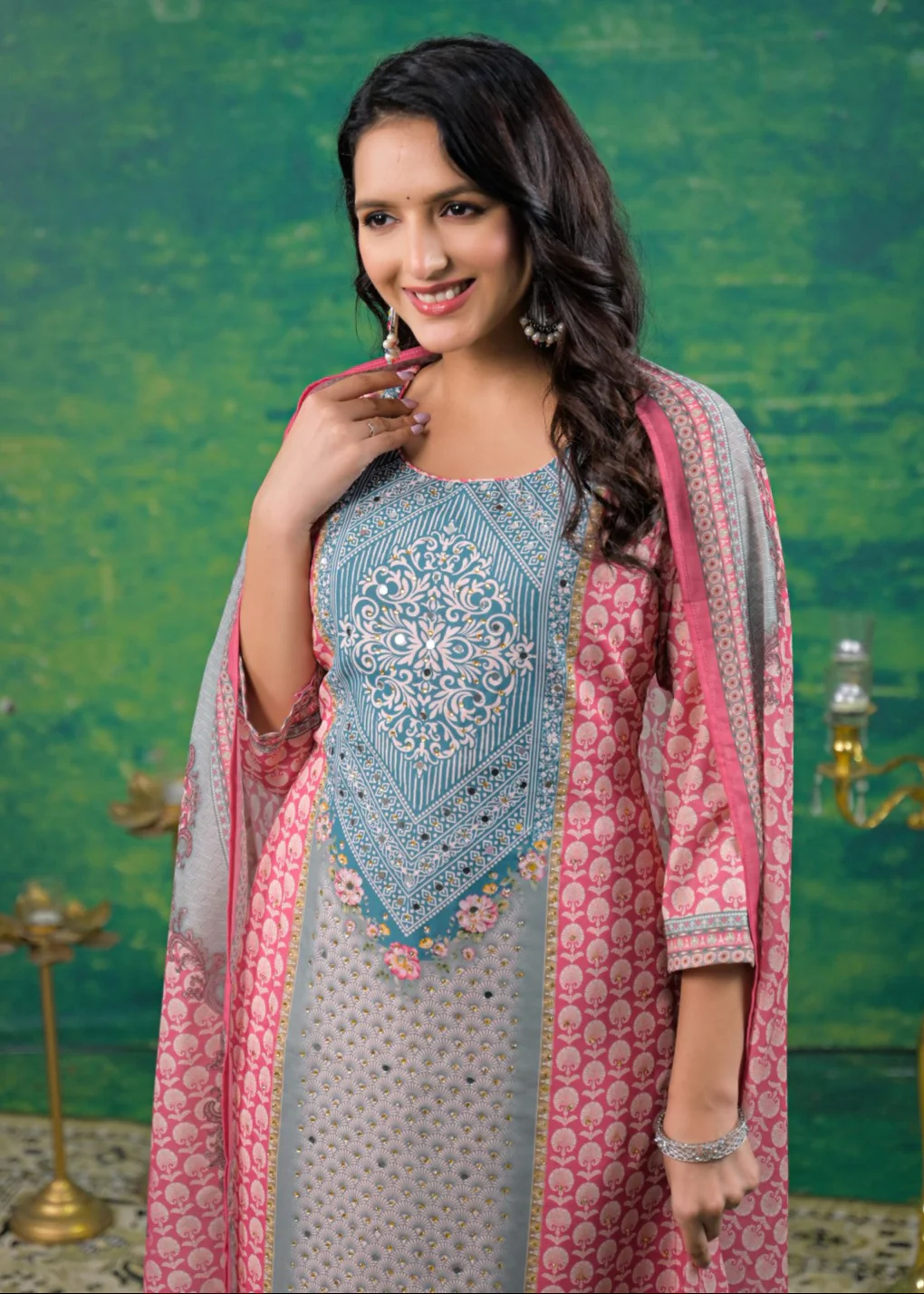 Dhvani Salmon Work Suit Set - Image 2