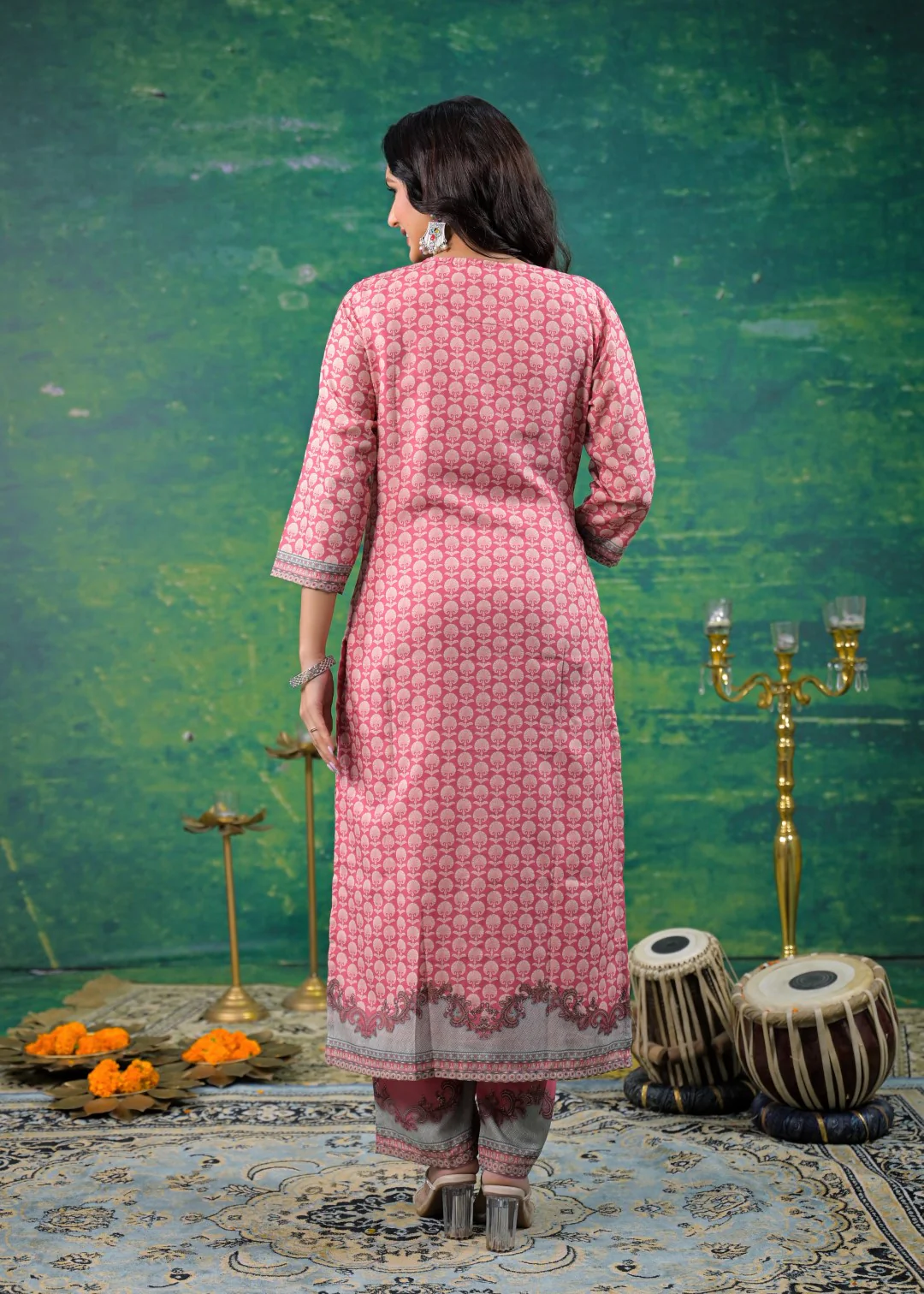 Dhvani Salmon Work Suit Set - Image 3