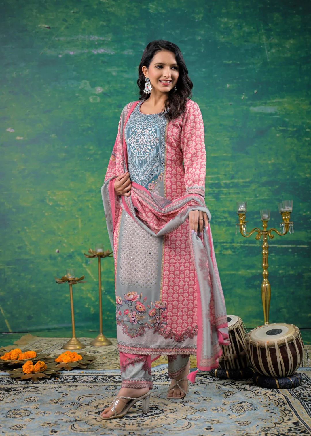 Dhvani Salmon Work Suit Set - Image 5