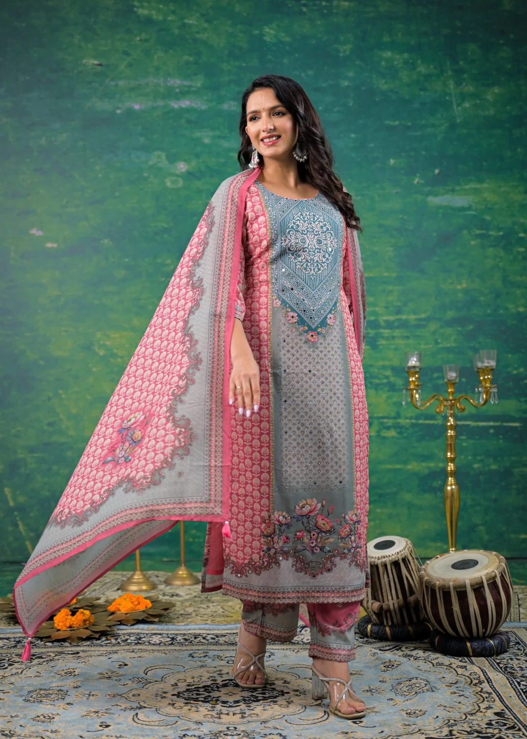 Dhvani Salmon Work Suit Set - Image 6