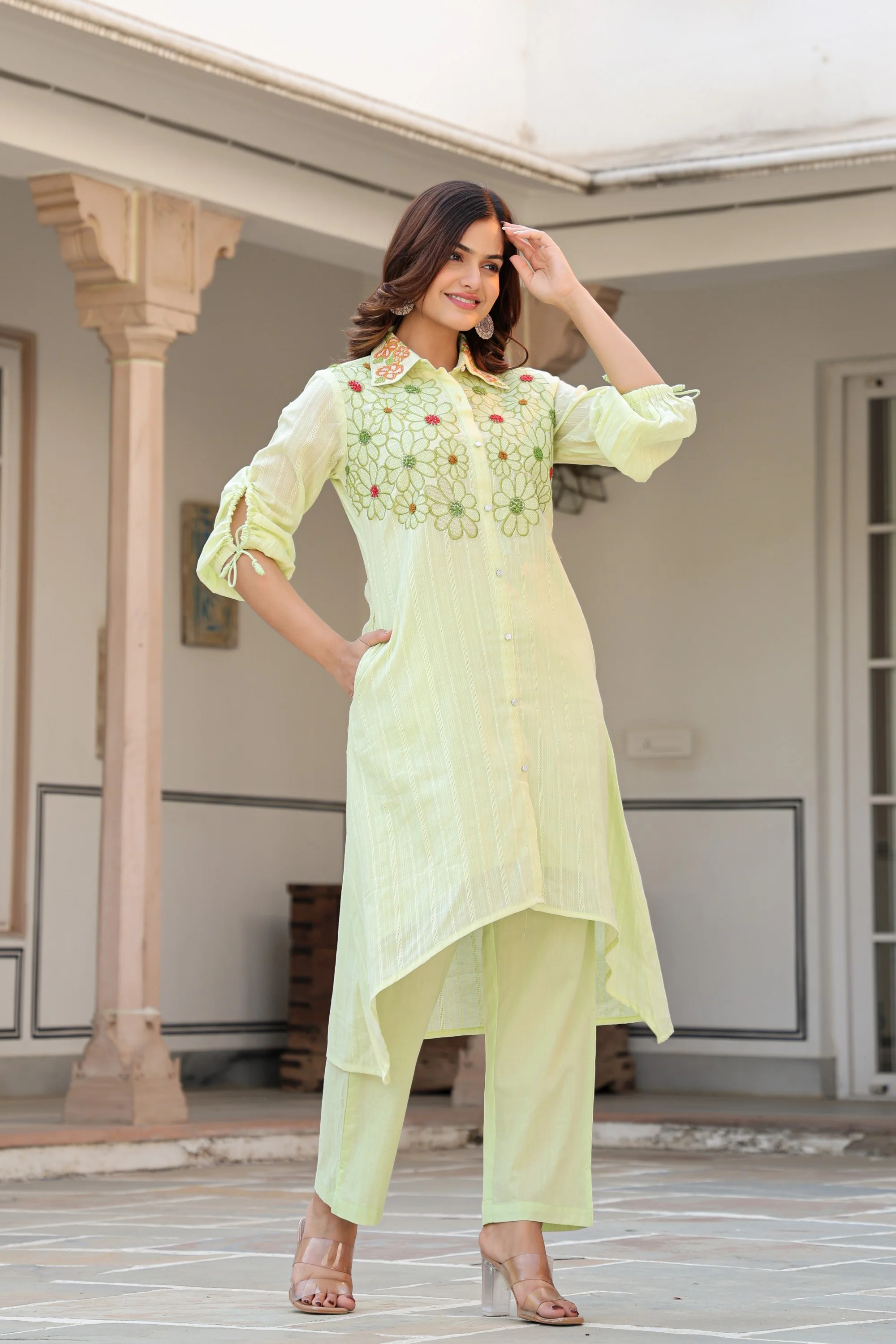Tiara Sage embroidery cotton co-ord set - Image 11