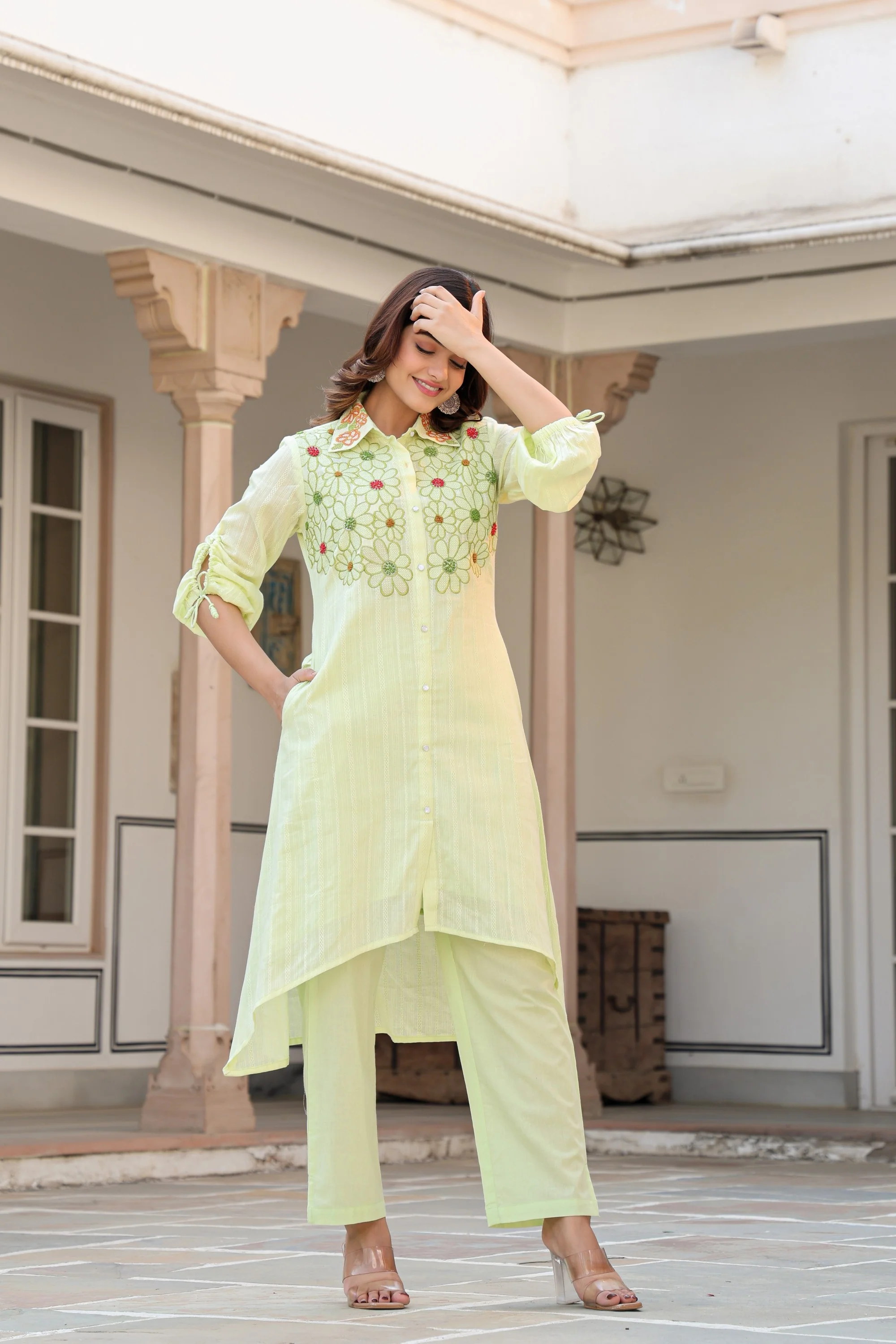 Tiara Sage embroidery cotton co-ord set - Image 12