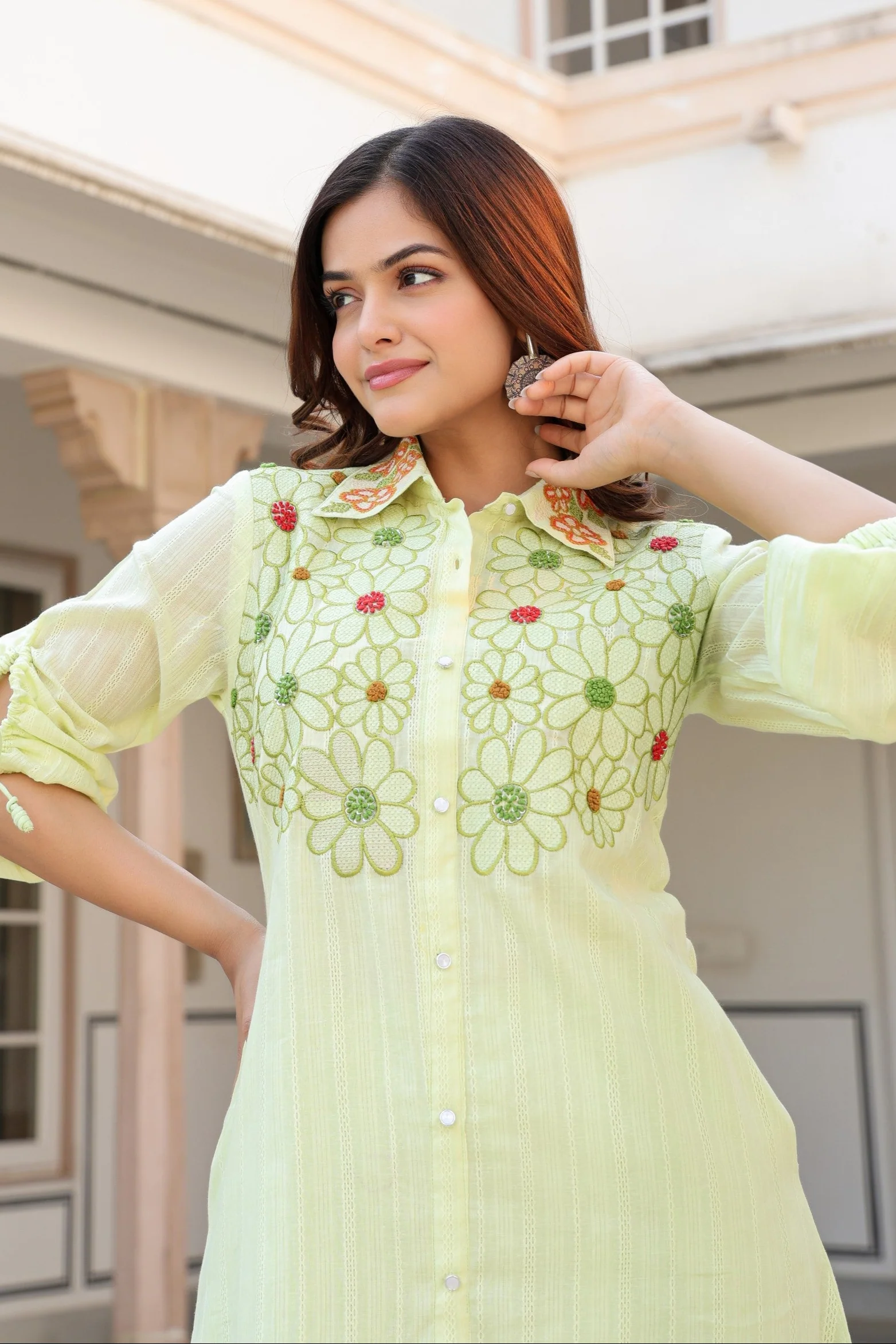 Tiara Sage embroidery cotton co-ord set - Image 2