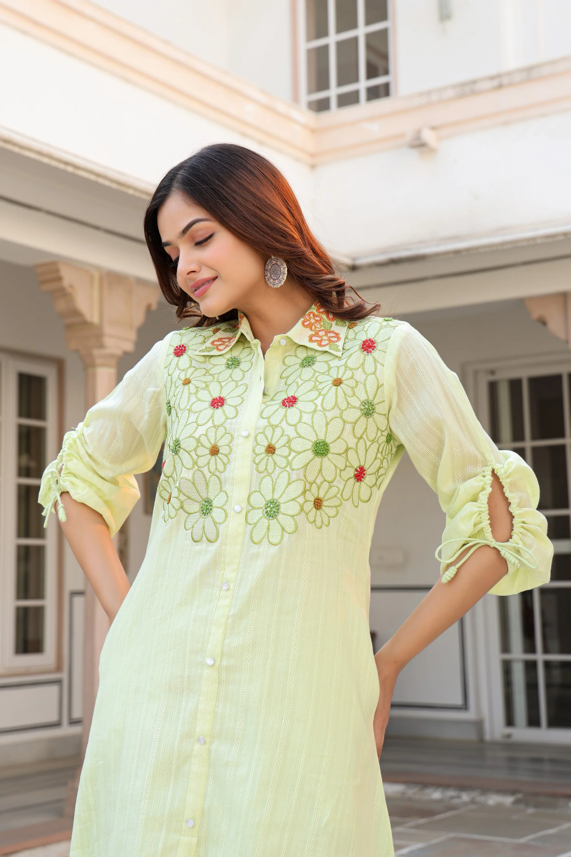 Tiara Sage embroidery cotton co-ord set - Image 5