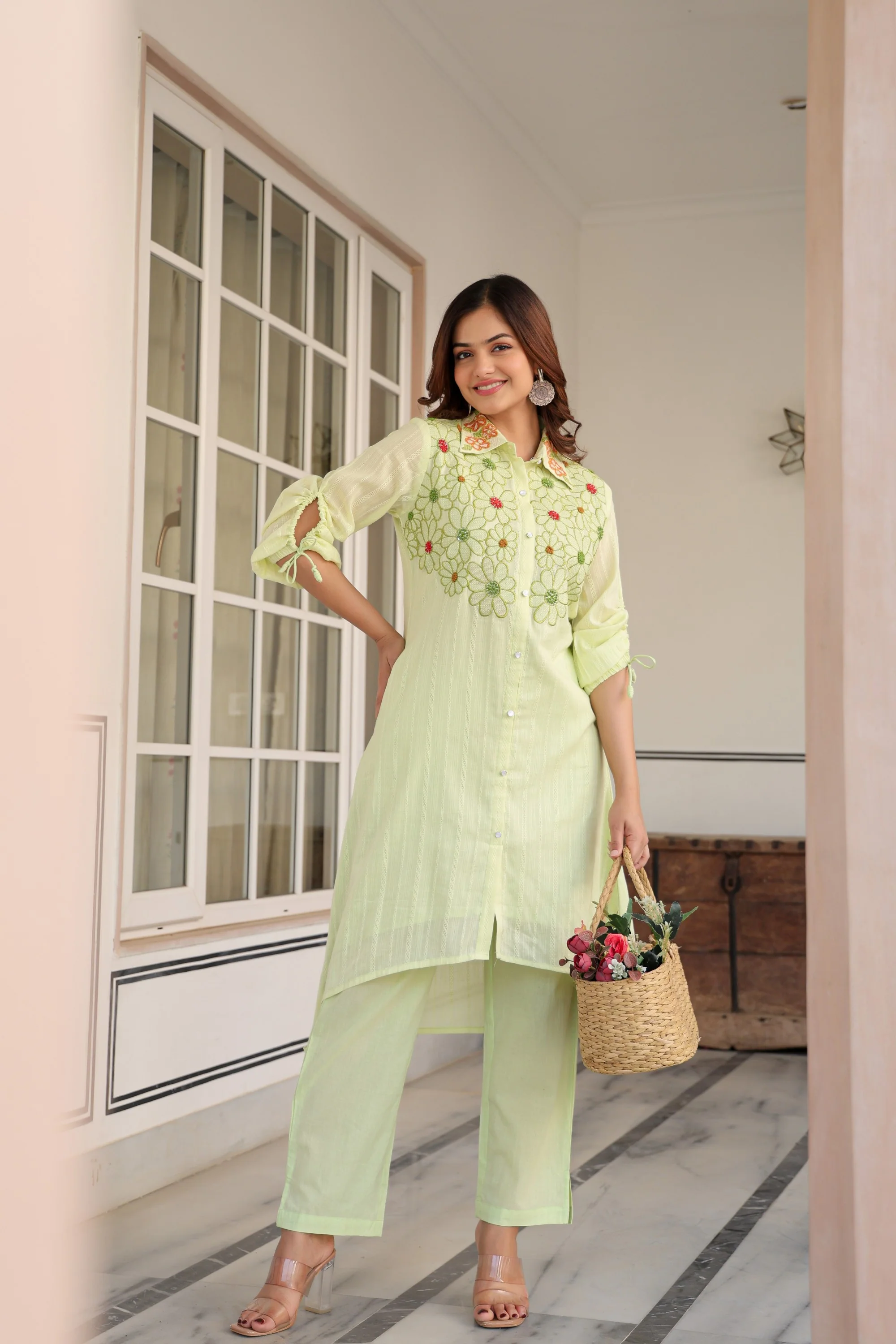 Tiara Sage embroidery cotton co-ord set - Image 7