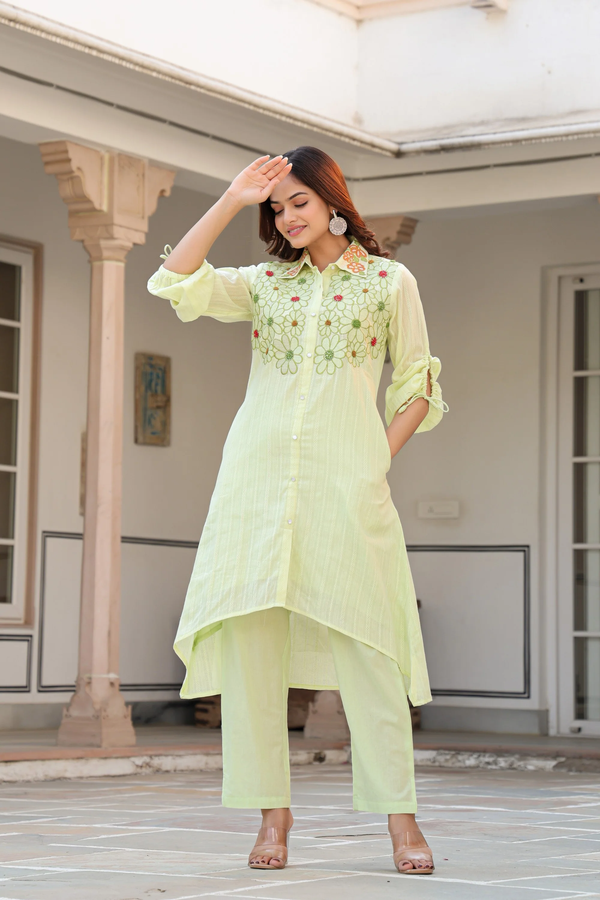 Tiara Sage embroidery cotton co-ord set - Image 8