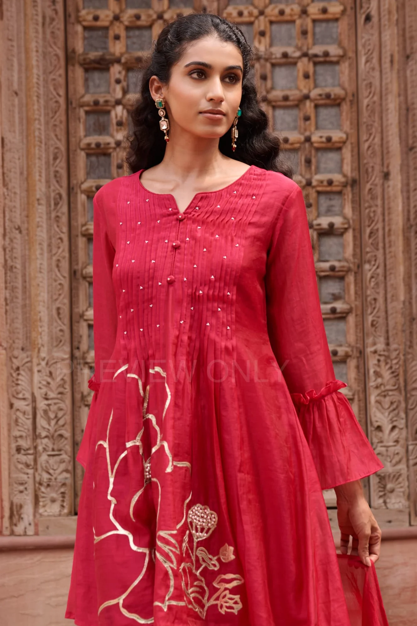 Gaurisha cardinal mul chanderi  embroidery premium suit set - Image 2