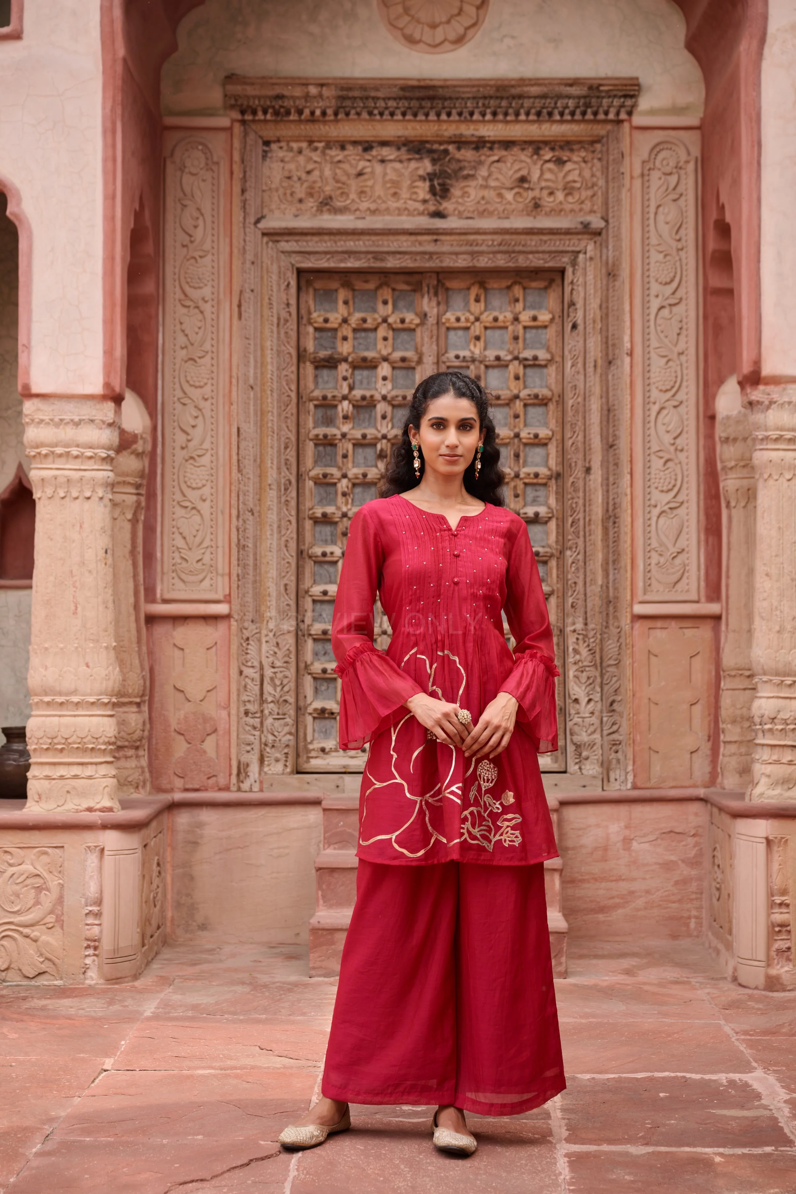 Gaurisha cardinal mul chanderi  embroidery premium suit set - Image 4