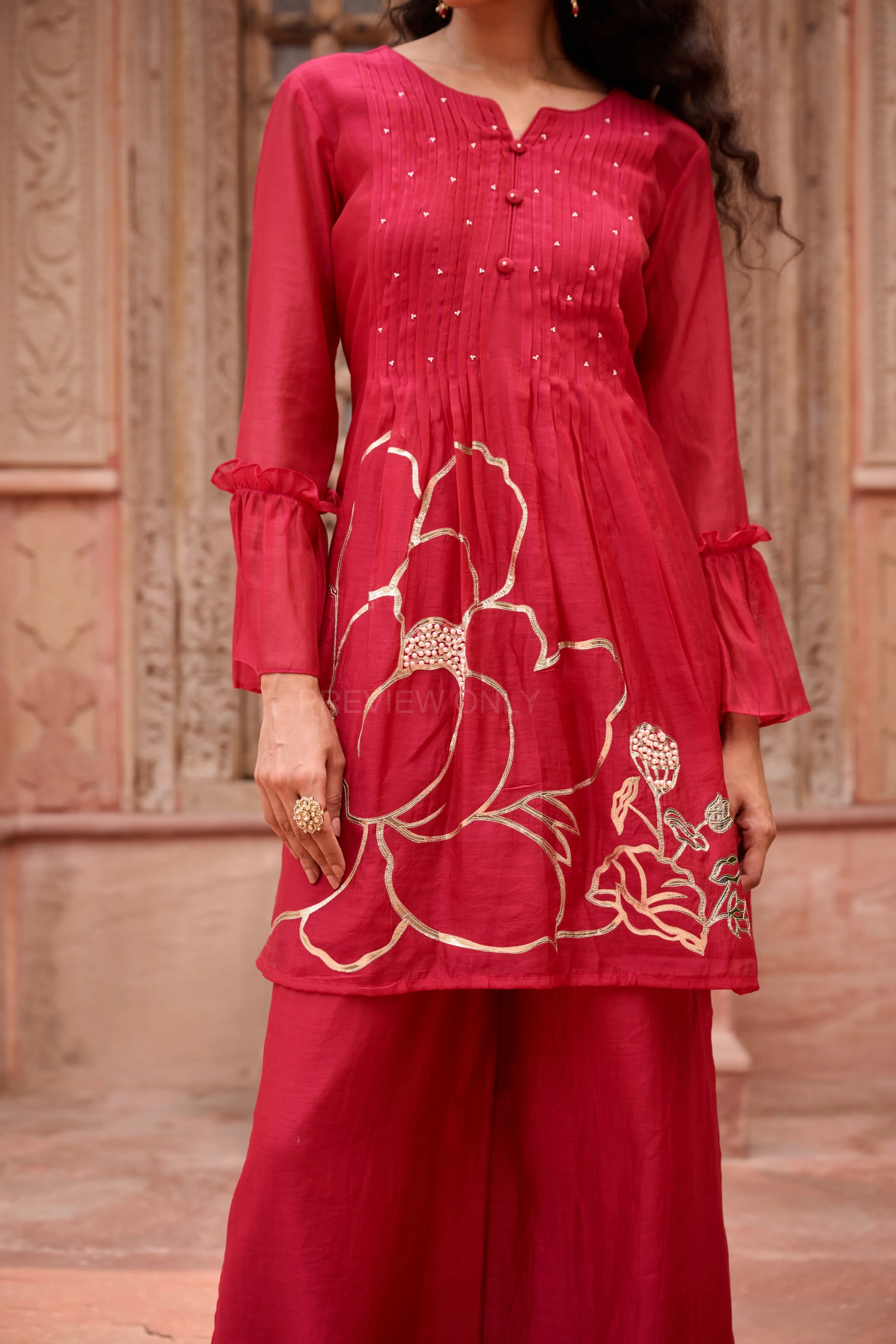 Gaurisha cardinal mul chanderi  embroidery premium suit set - Image 5