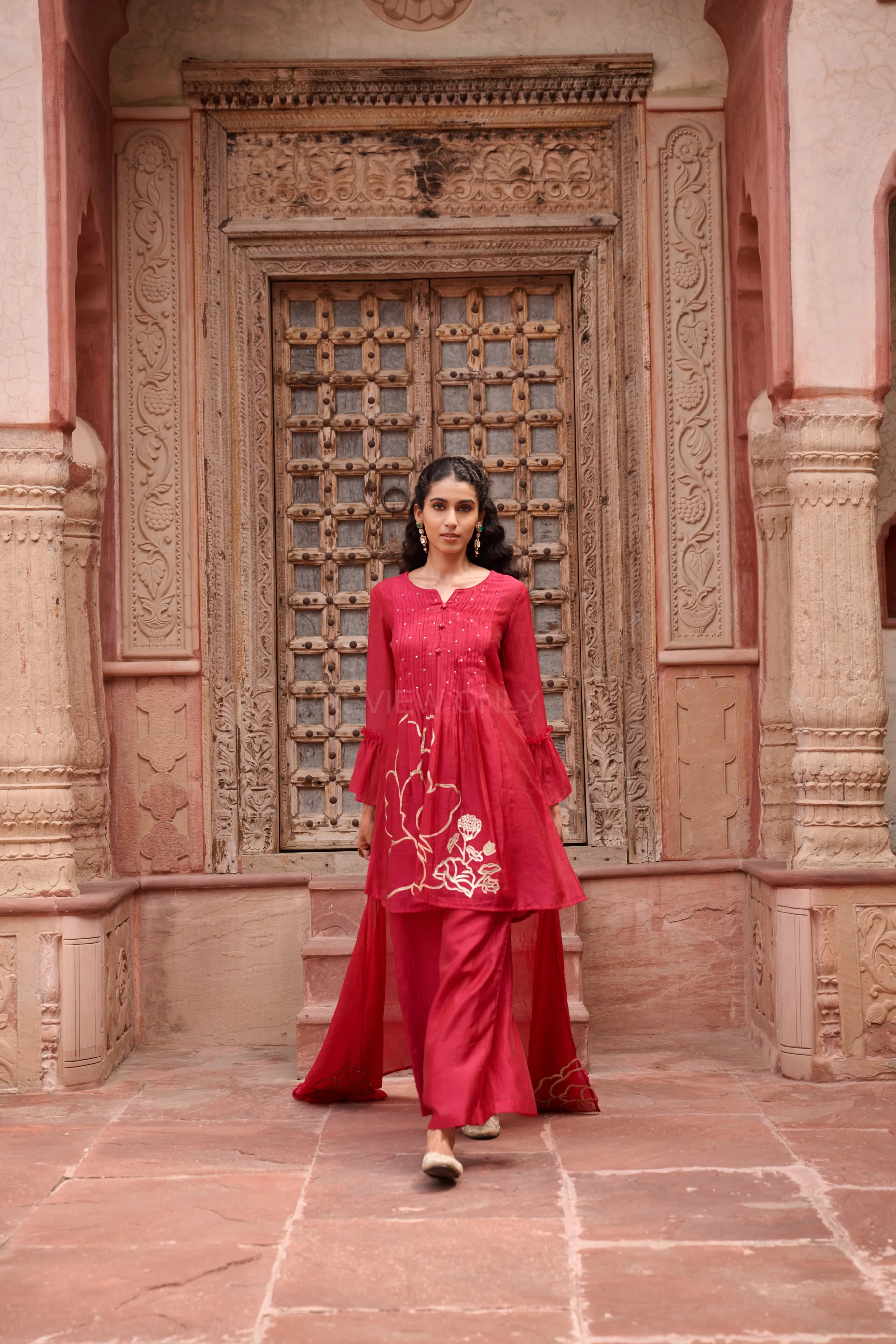 Gaurisha cardinal mul chanderi  embroidery premium suit set - Image 6