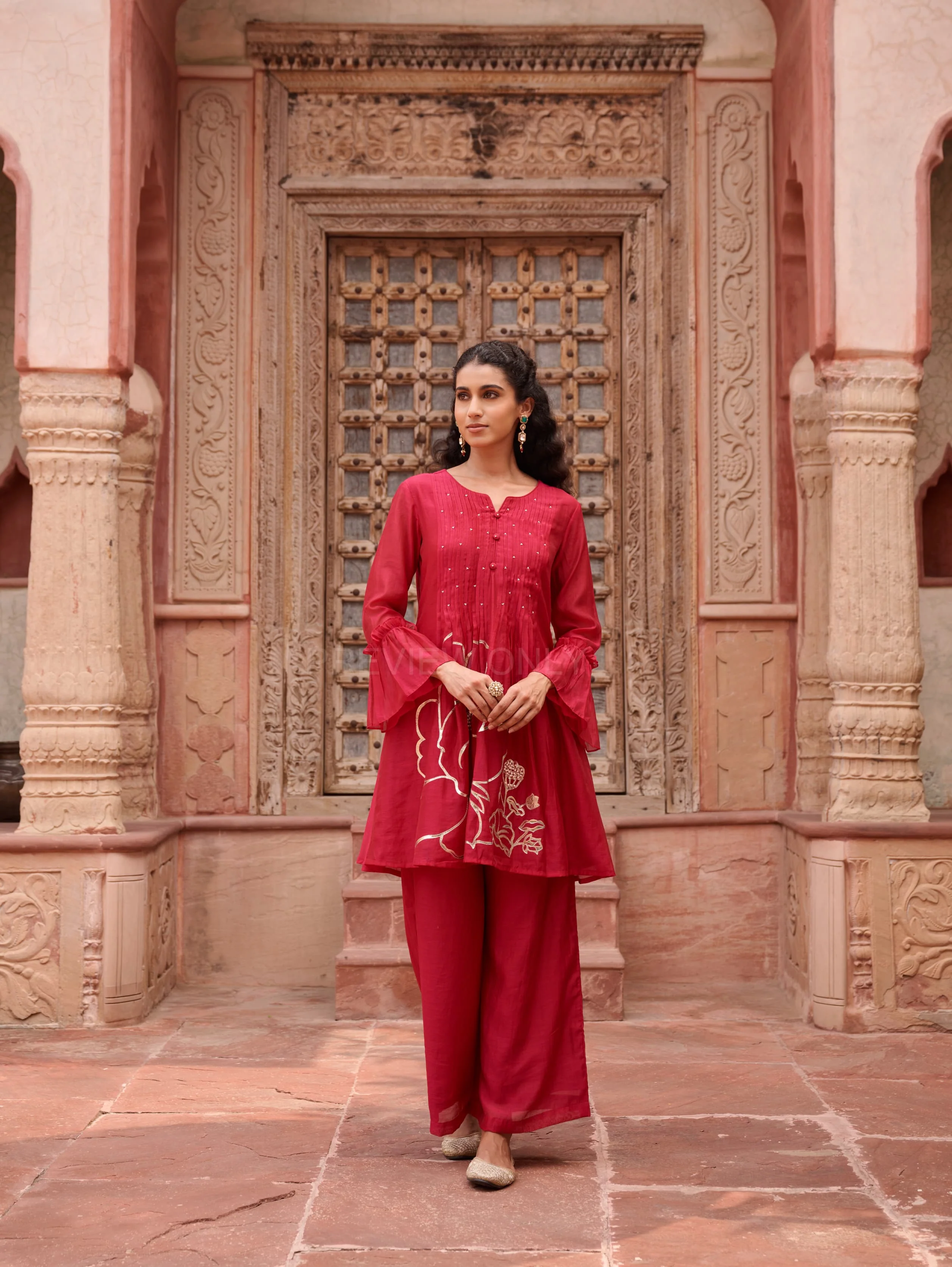 Gaurisha cardinal mul chanderi  embroidery premium suit set - Image 8